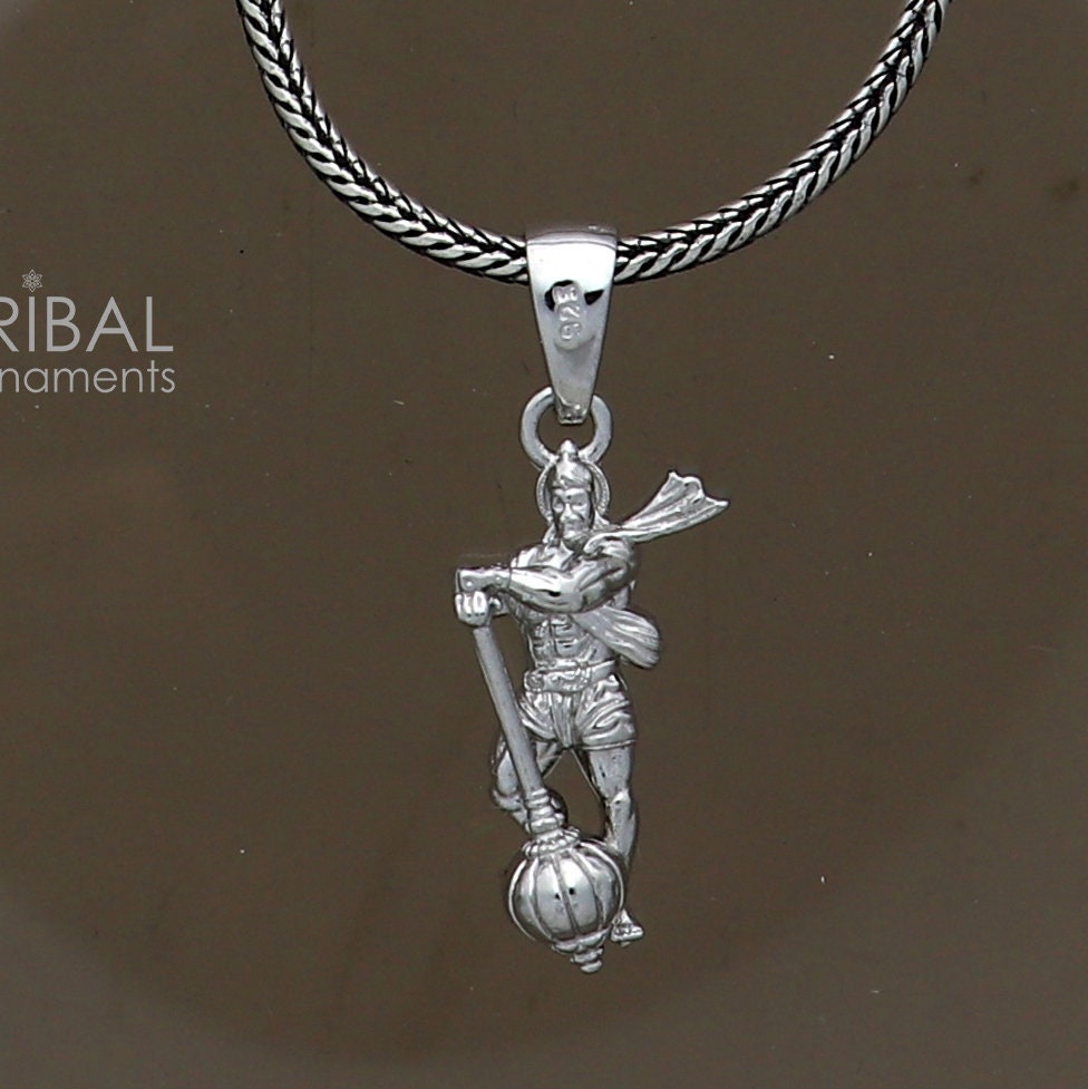 925 sterling silver handmade Hindu idol God Lord hanuman pendant, amazing divine lord bajarangbali pendant gifting jewelry NSP831