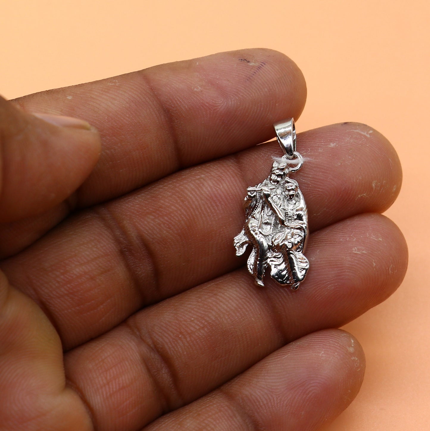 925 sterling silver Lord Krishna and Radha , amazing divine Radha Krishna pendant locket tribal jewelry nsp834