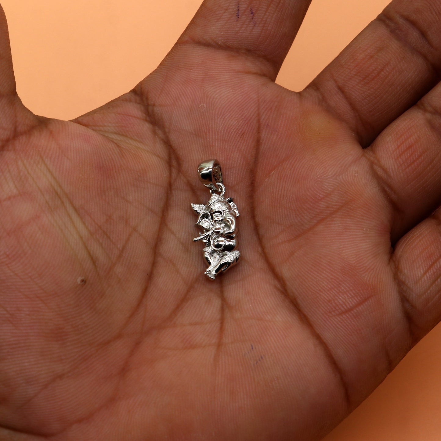 925 sterling silver Lord Ganesha standing design pendant necklace, Lord Ganesha unique style handmade pendant for unisex gift  Nsp832