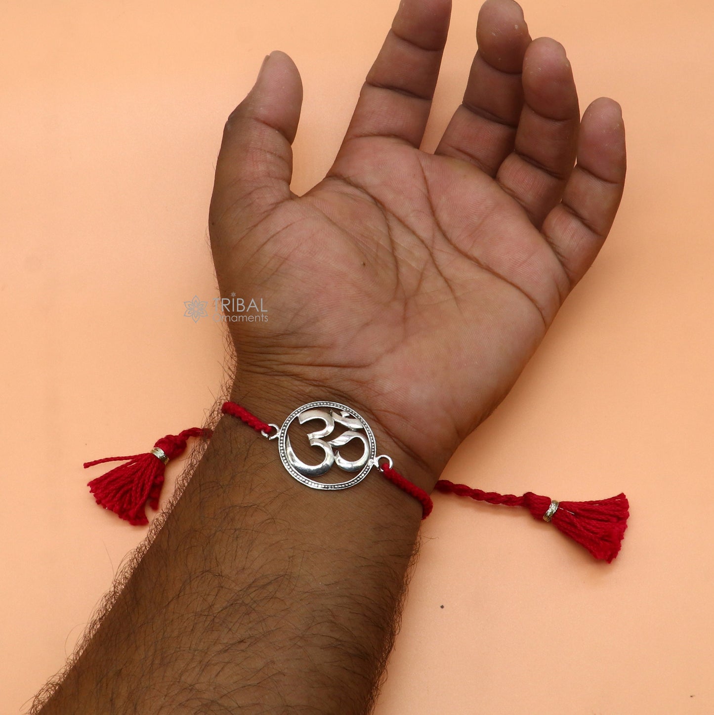 925 Sterling silver HINDU Mantra "Aum"/ OM design pendant Rakhi bracelet. best gift for your brother's on special Rakshabandhan festival  rk314