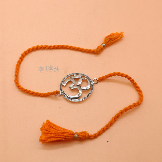 925 Sterling silver HINDU Mantra "Aum"/ OM design pendant Rakhi bracelet. best gift for your brother's on special Rakshabandhan festival  rk314