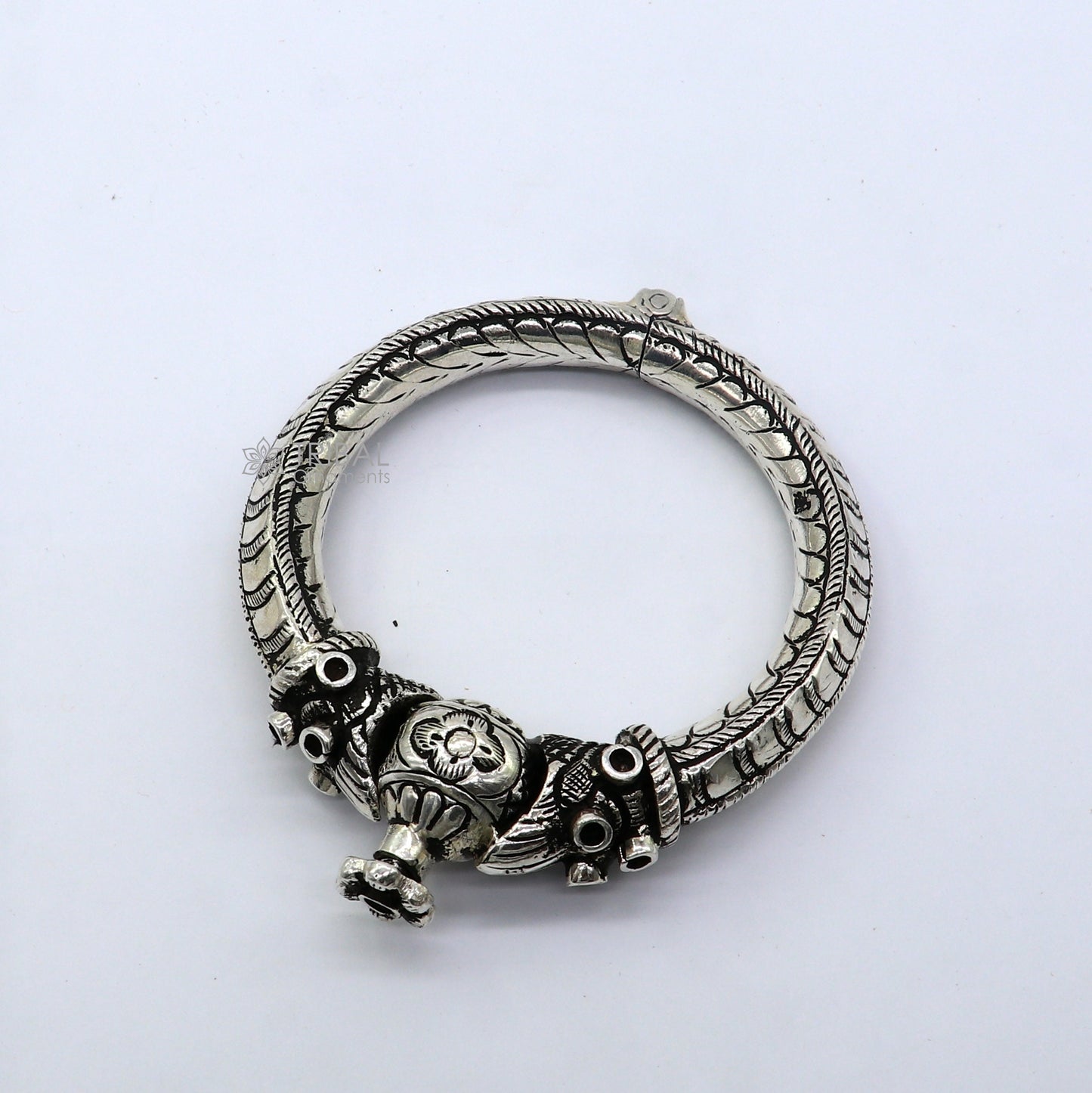 925 sterling silver fabulous crocodile face stylish attractive kada bangle bracelet pretty work attractive tribal belly dance jewelry nsk837 - TRIBAL ORNAMENTS