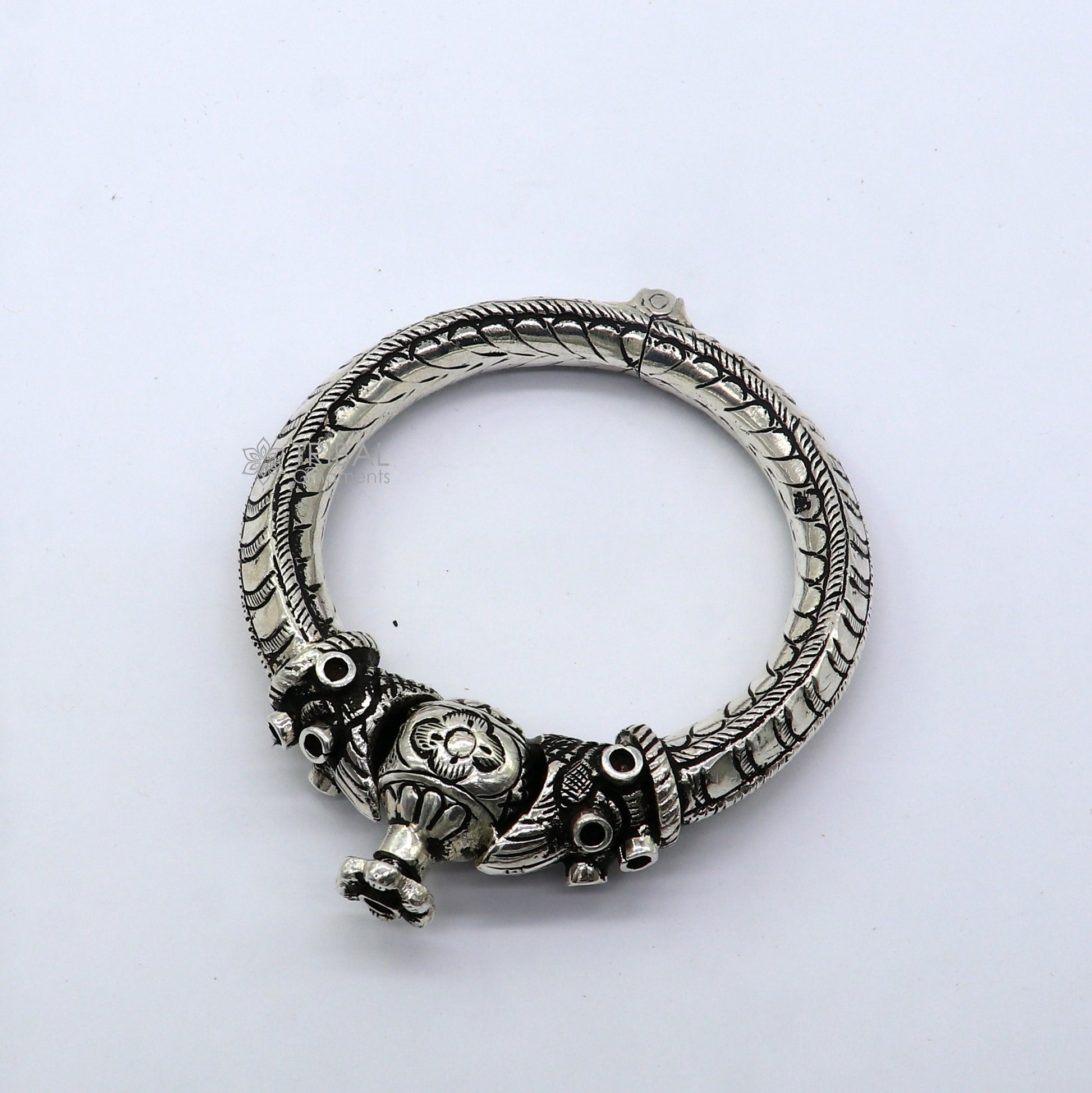 925 sterling silver fabulous crocodile face stylish attractive kada bangle bracelet pretty work attractive tribal belly dance jewelry nsk837 - TRIBAL ORNAMENTS