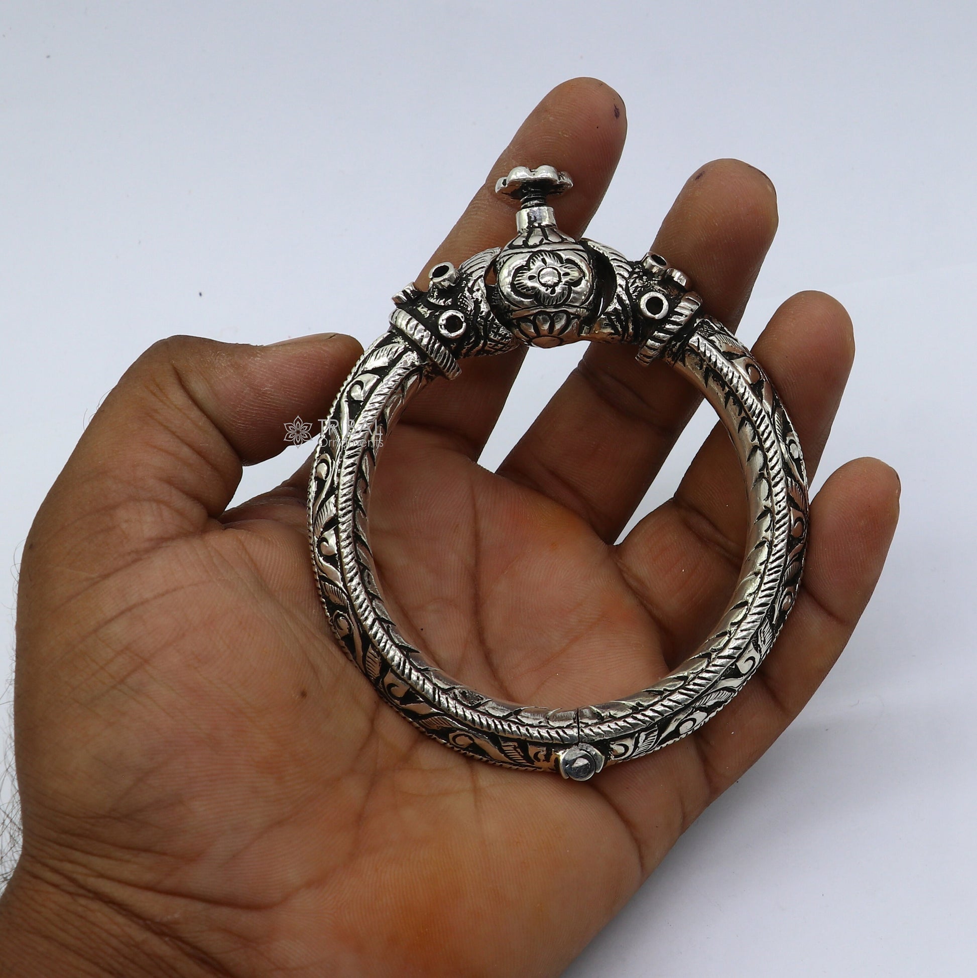 925 sterling silver fabulous crocodile face stylish attractive kada bangle bracelet pretty work attractive tribal belly dance jewelry nsk838 - TRIBAL ORNAMENTS