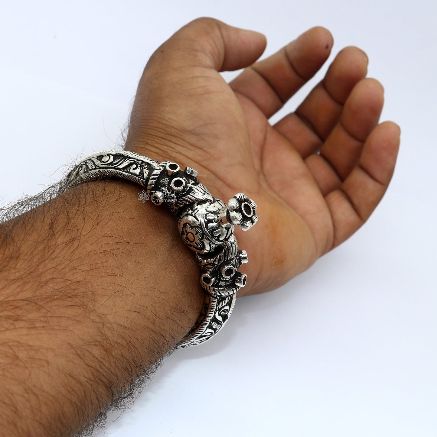 925 sterling silver fabulous crocodile face stylish attractive kada bangle bracelet pretty work attractive tribal belly dance jewelry nsk838 - TRIBAL ORNAMENTS