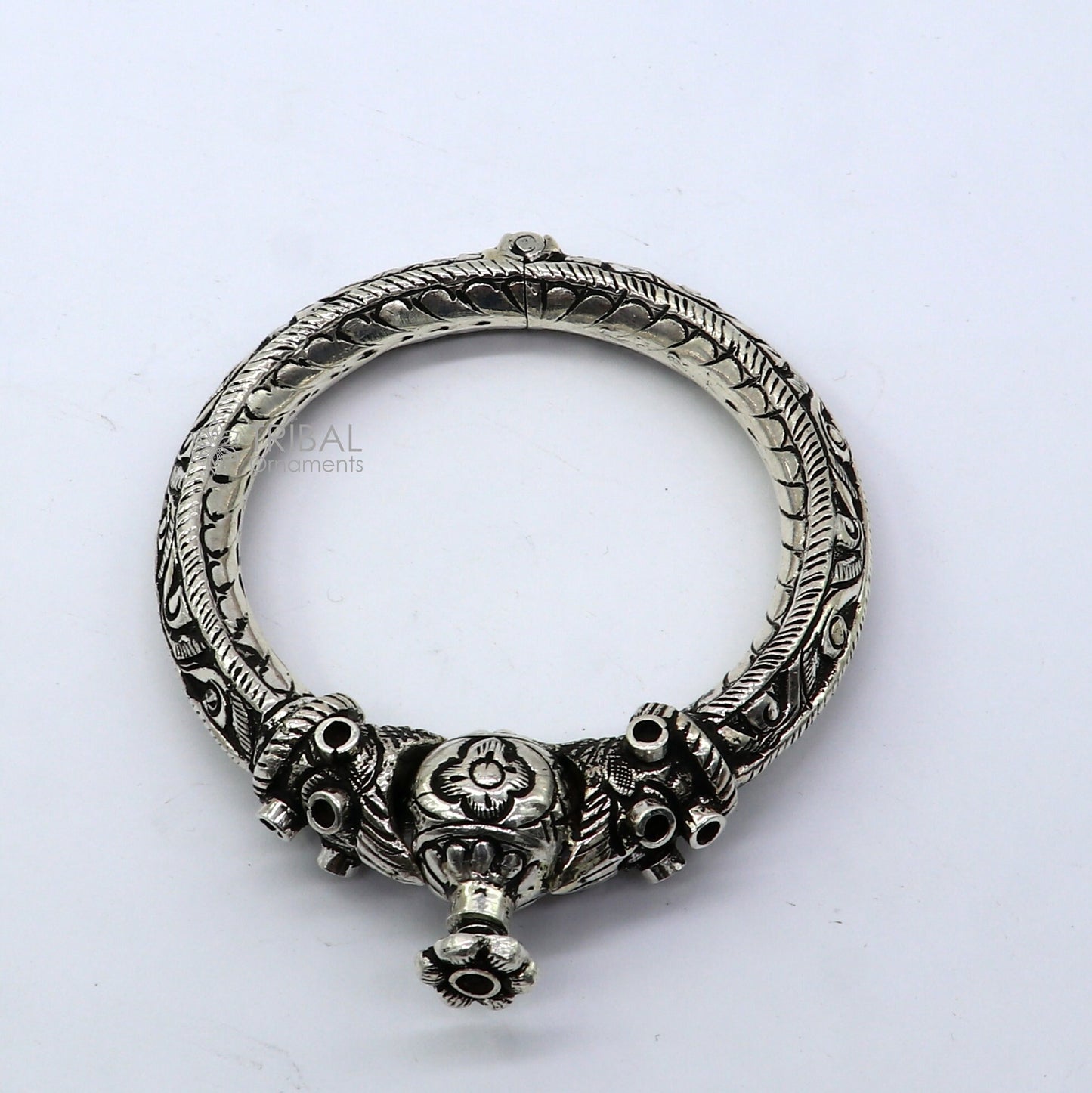 925 sterling silver fabulous crocodile face stylish attractive kada bangle bracelet pretty work attractive tribal belly dance jewelry nsk838 - TRIBAL ORNAMENTS