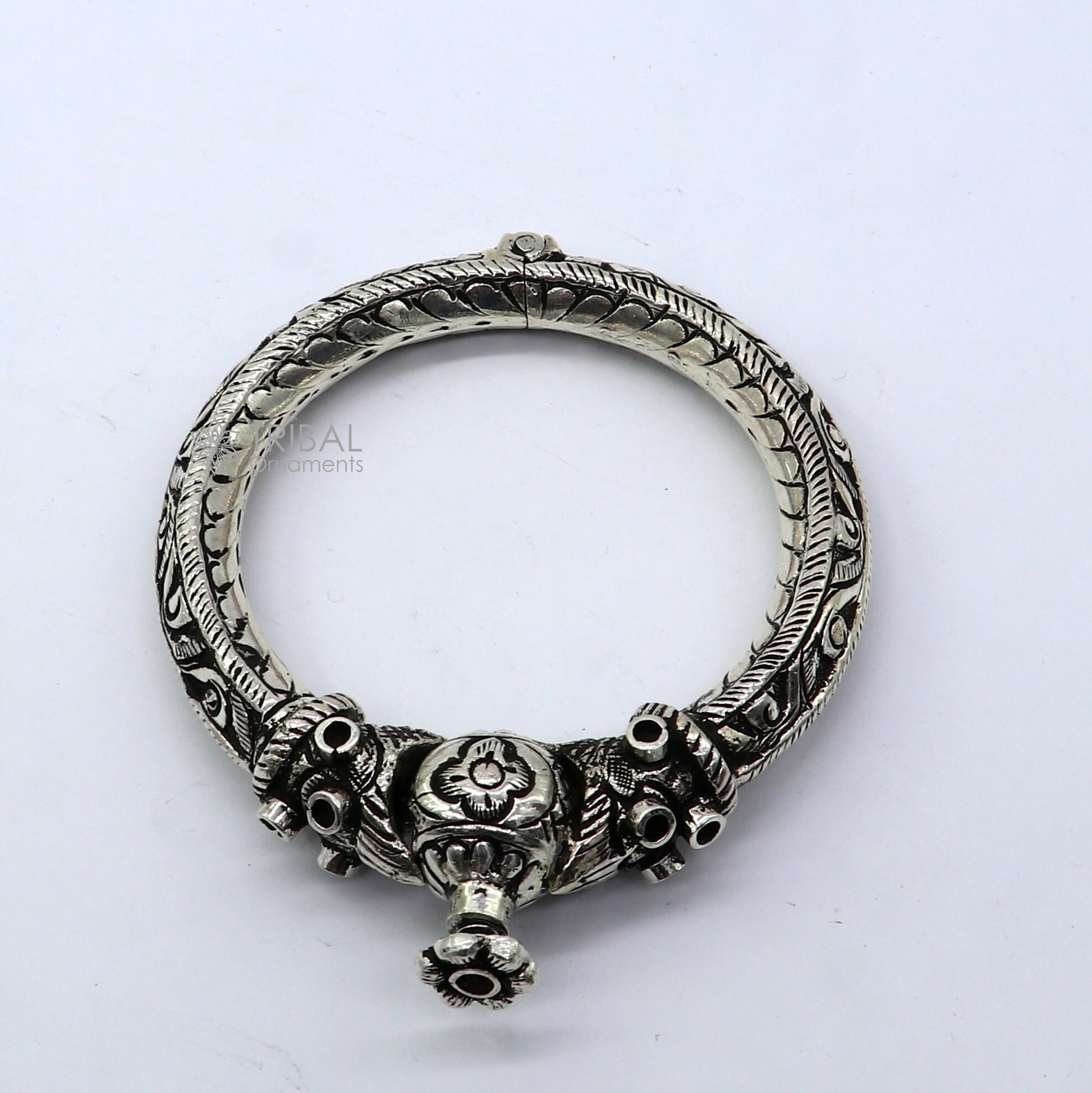 925 sterling silver fabulous crocodile face stylish attractive kada bangle bracelet pretty work attractive tribal belly dance jewelry nsk838 - TRIBAL ORNAMENTS