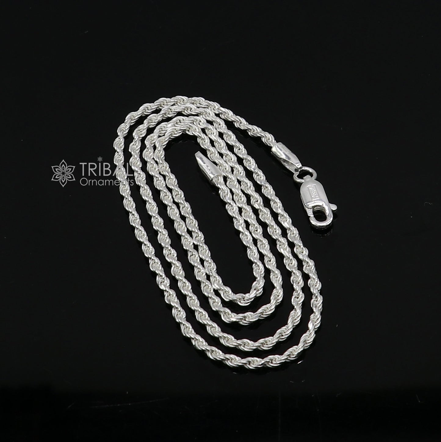 2mm Rope chain 925 sterling silver handmade rope chain, necklace chain, plain bright silver trendy style UNISEX chain ch591