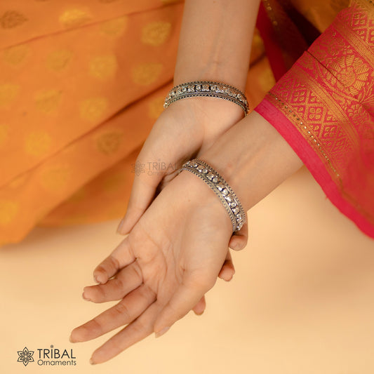 925 sterling silver handmade modern cultural ethnic bangle bracelet jewelry best bride gifting jewelry, belly dance bangles ba176 - TRIBAL ORNAMENTS