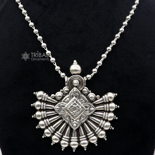 30" 925 sterling silver handmade beaded long necklace with unique design traditional cultural functional pendant necklace jewelry  Set686