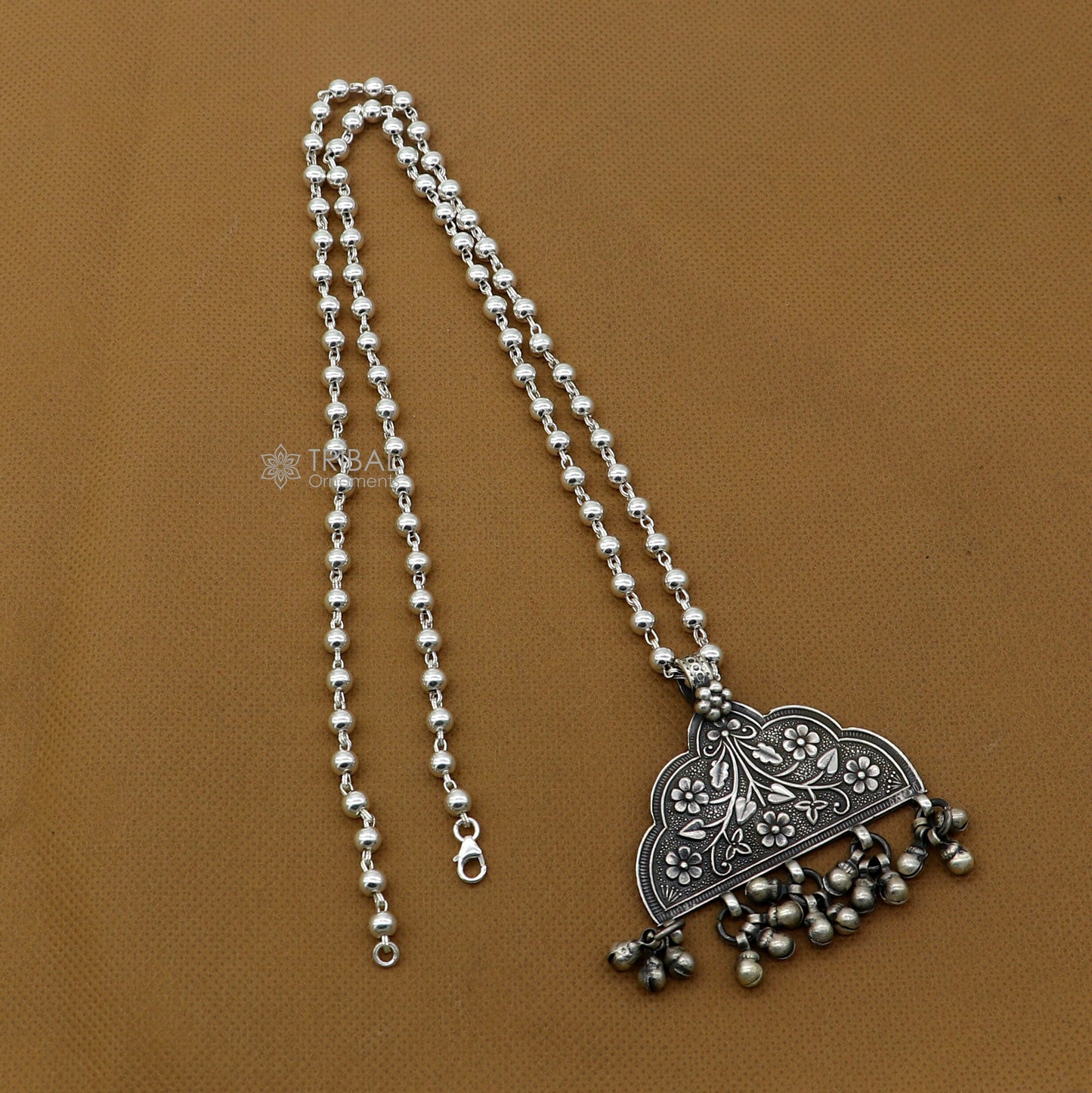 30" 925 sterling silver handmade beaded long necklace with unique design traditional cultural functional pendant necklace jewelry  Set690