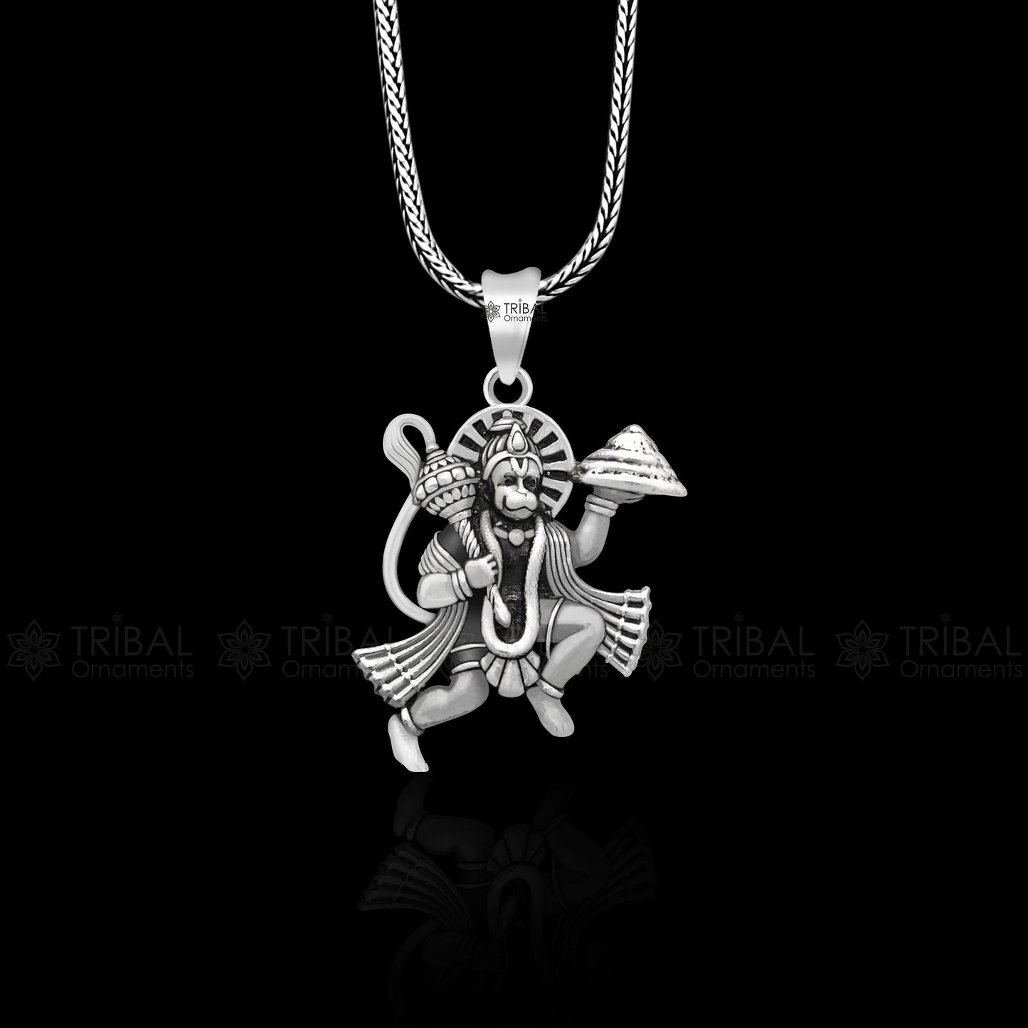 925 sterling silver handmade Hindu idol God Lord hanuman flying pendant, amazing divine lord bajarangbali pendant gifting jewelry NSP815