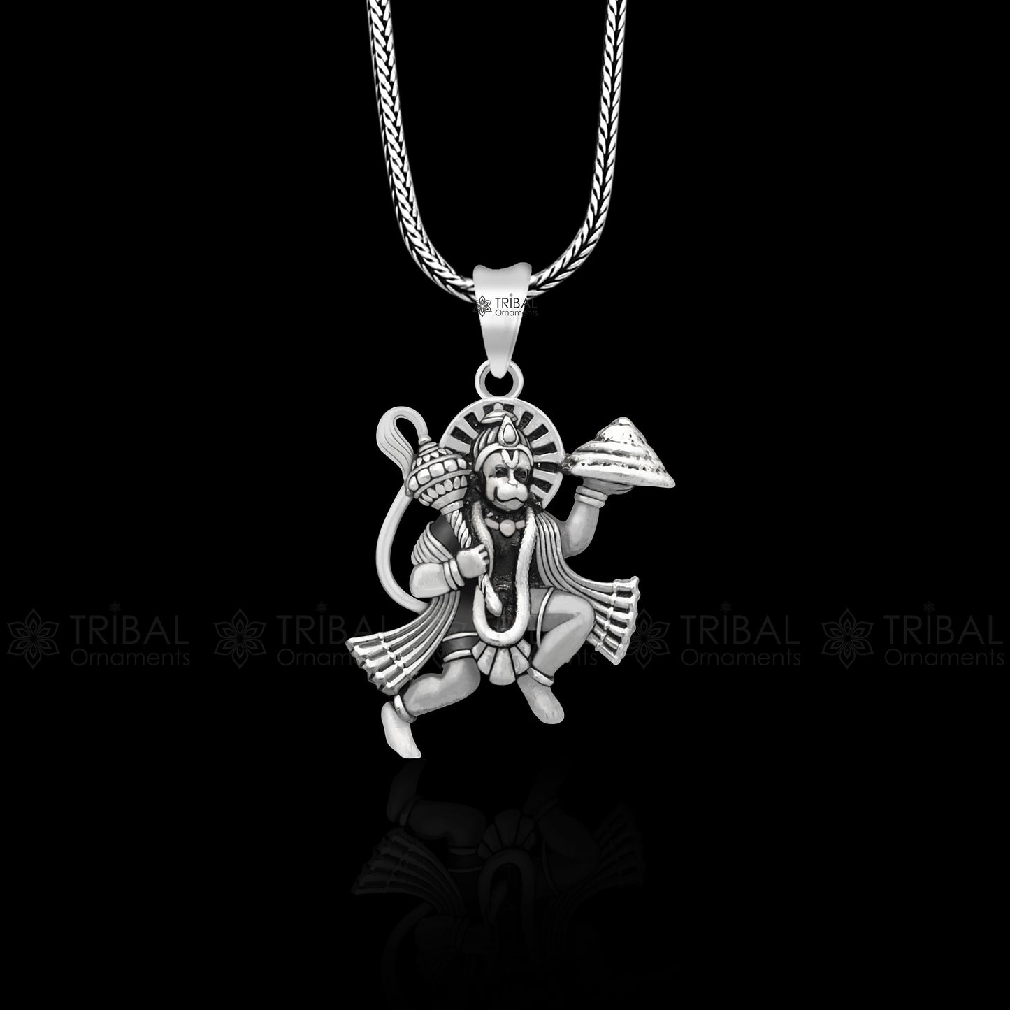 925 sterling silver handmade Hindu idol God Lord hanuman flying pendant, amazing divine lord bajarangbali pendant gifting jewelry NSP814