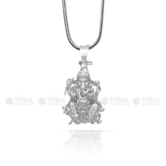 925 sterling silver Lord GANESHA unique design pendant necklace, Lord Ganesha unique style handmade pendant for unisex  Nsp818