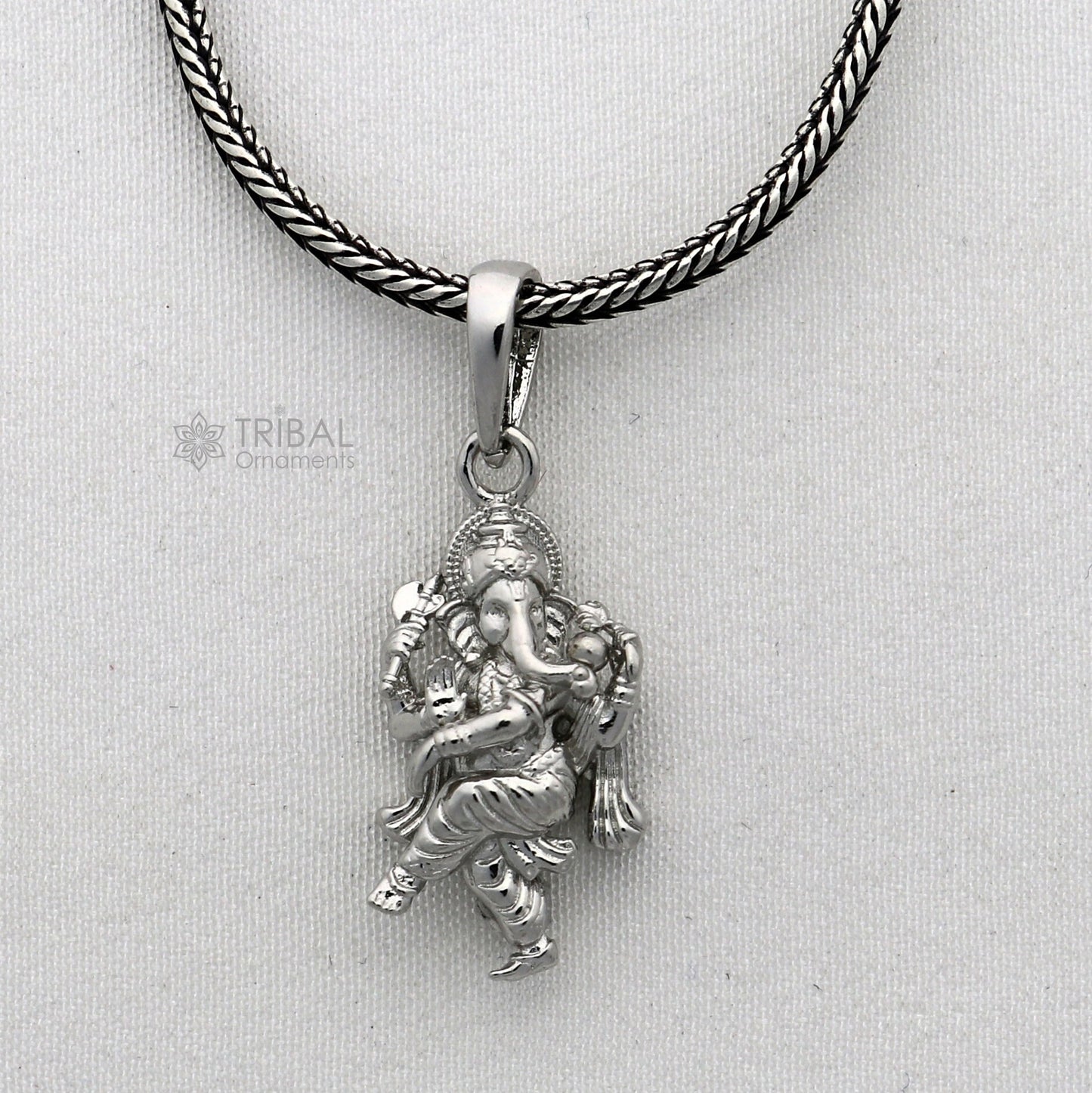 925 sterling silver Lord GANESHA unique dancing design pendant necklace, Lord Ganesha unique style handmade pendant for unisex gift  Nsp819