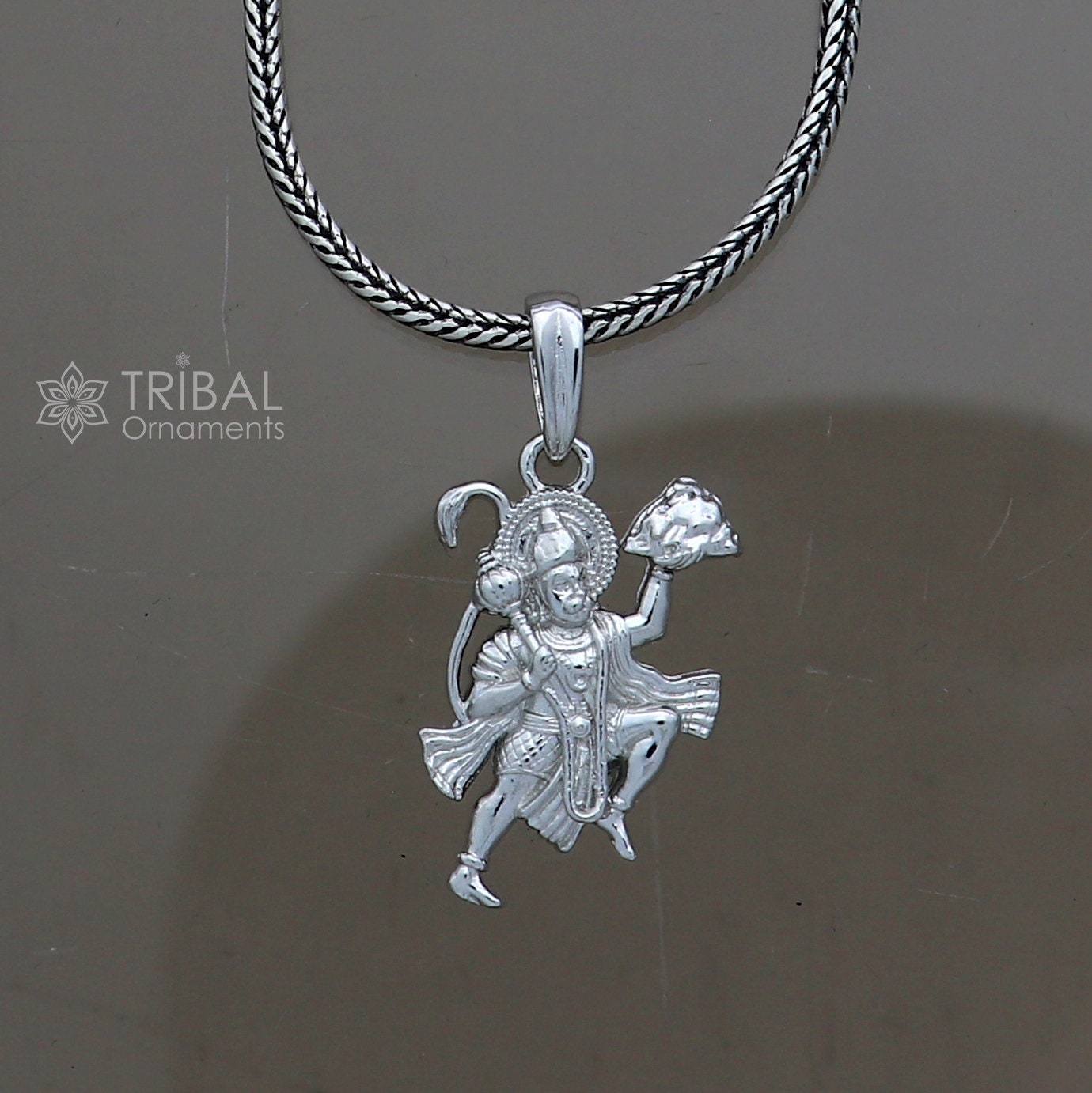 925 sterling silver handmade Hindu idol God Lord hanuman flying pendant, amazing divine lord bajarangbali pendant gifting jewelry NSP825