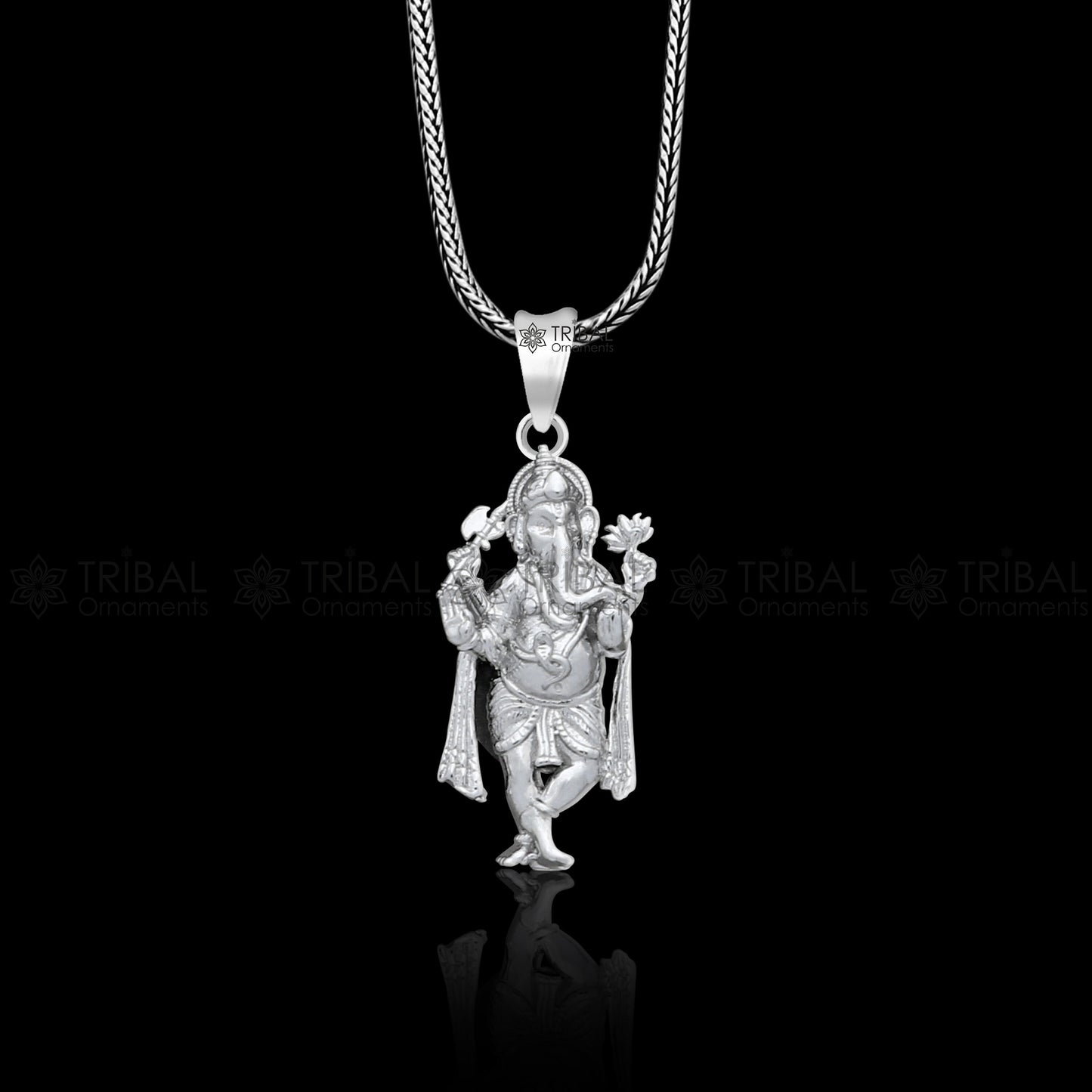 925 sterling silver Lord Ganesha standing design pendant necklace, Lord Ganesha unique style handmade pendant for unisex gift  Nsp829