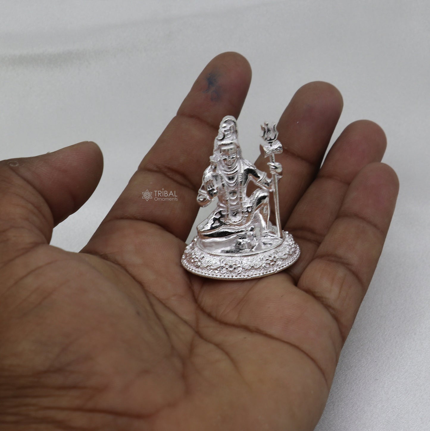 925 Sterling silver handmade hindu idols Lord Shiva with trident stunning statue figurine, puja articles  silver article art777