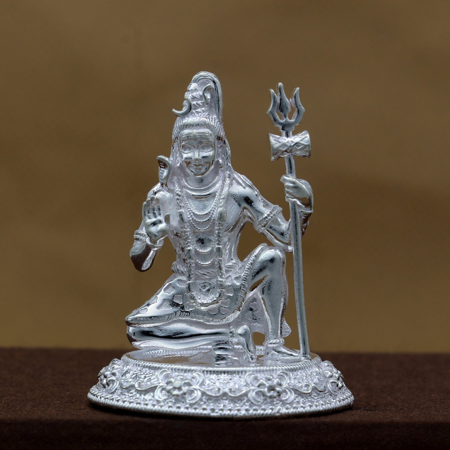 925 Sterling silver handmade hindu idols Lord Shiva with trident stunning statue figurine, puja articles  silver article art777