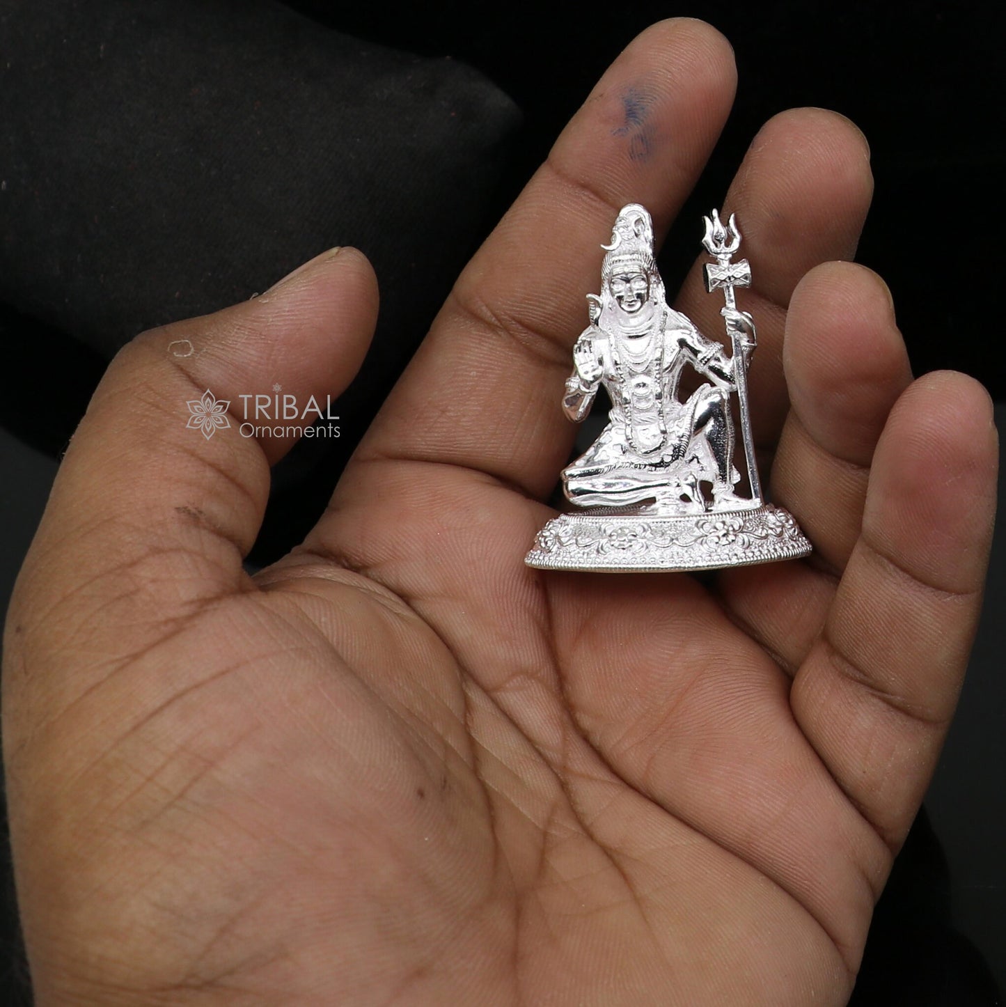 925 Sterling silver handmade hindu idols Lord Shiva with trident stunning statue figurine, puja articles  silver article art777