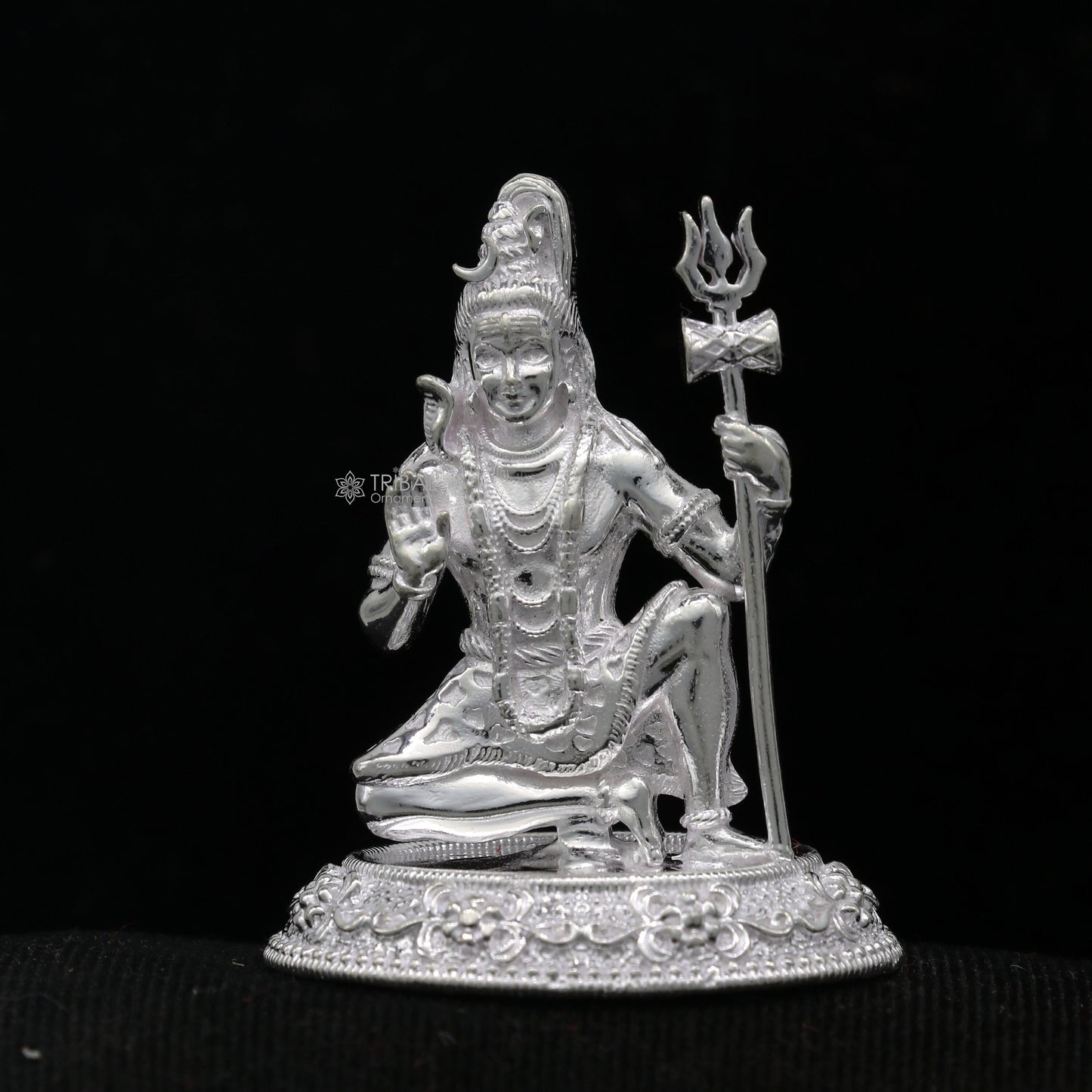 925 Sterling silver handmade hindu idols Lord Shiva with trident stunning statue figurine, puja articles  silver article art777