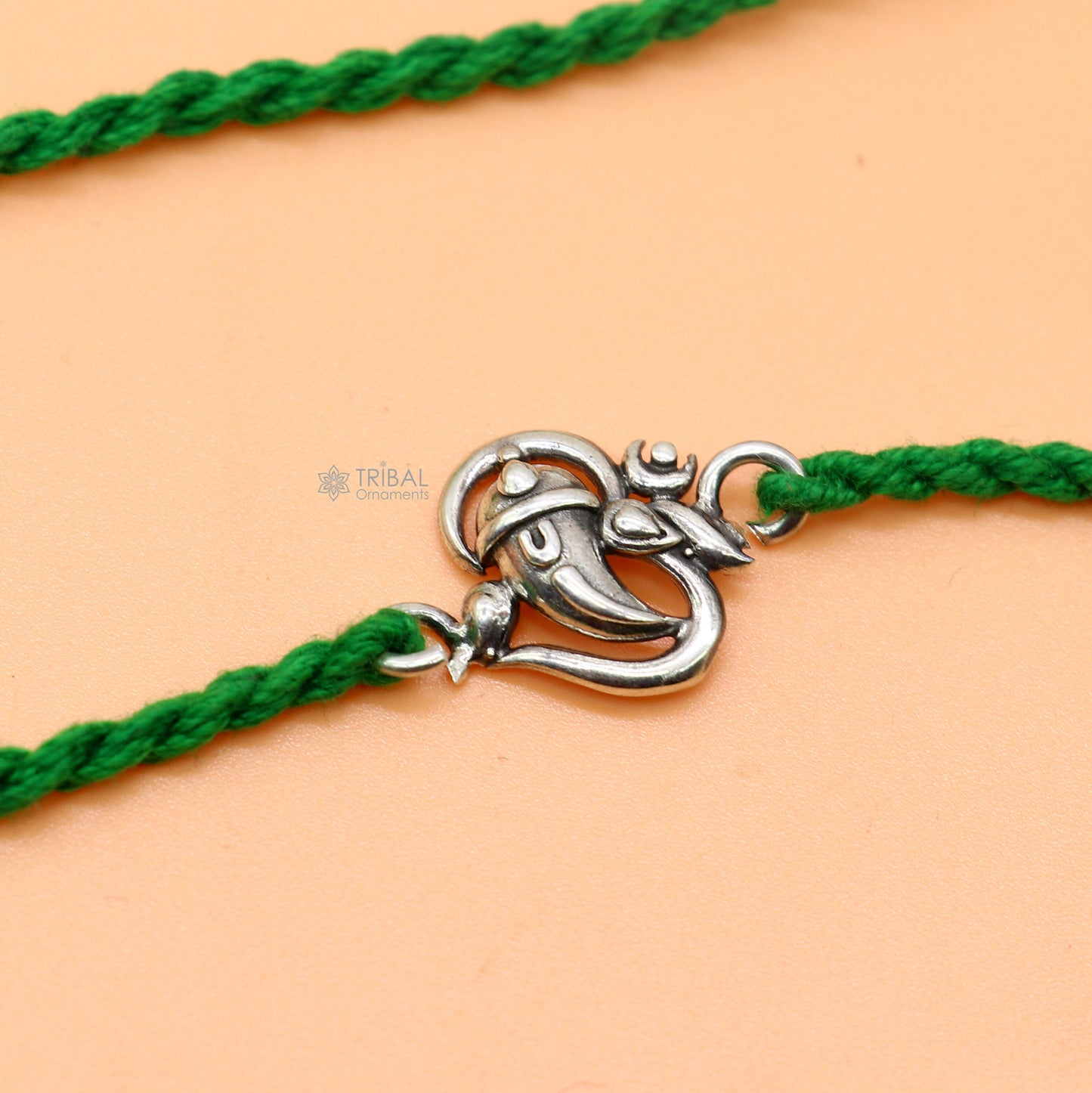 925 Sterling silver lord Ganesha "Aum"/ OM design pendant Rakhi bracelet. best gift for your brother's on special Rakshabandhan festival  rk312