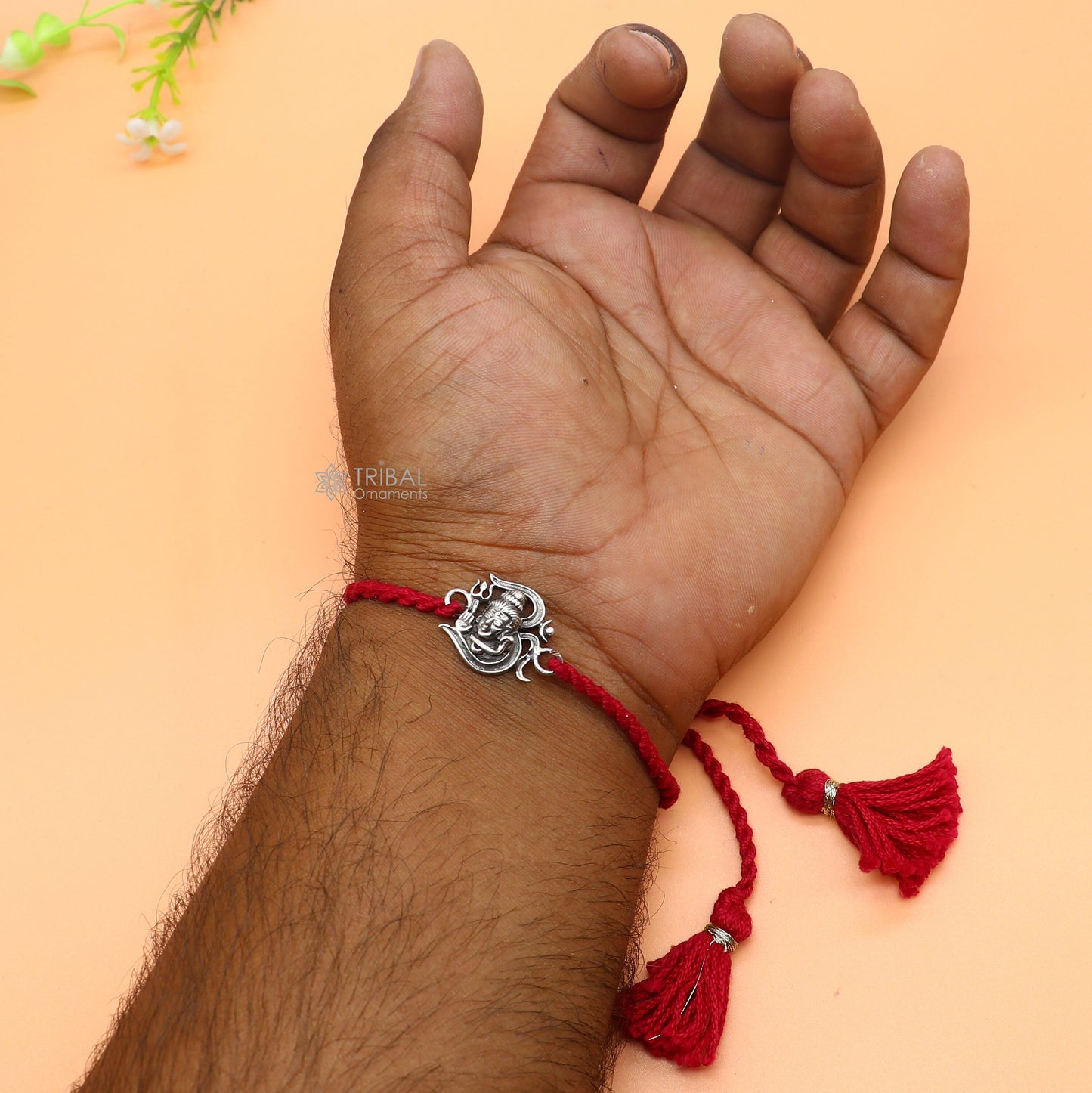 925 Sterling silver Lord Shiva with "Aum"OM design pendant Rakhi bracelet best gift for special Rakshabandhan festival  rk316