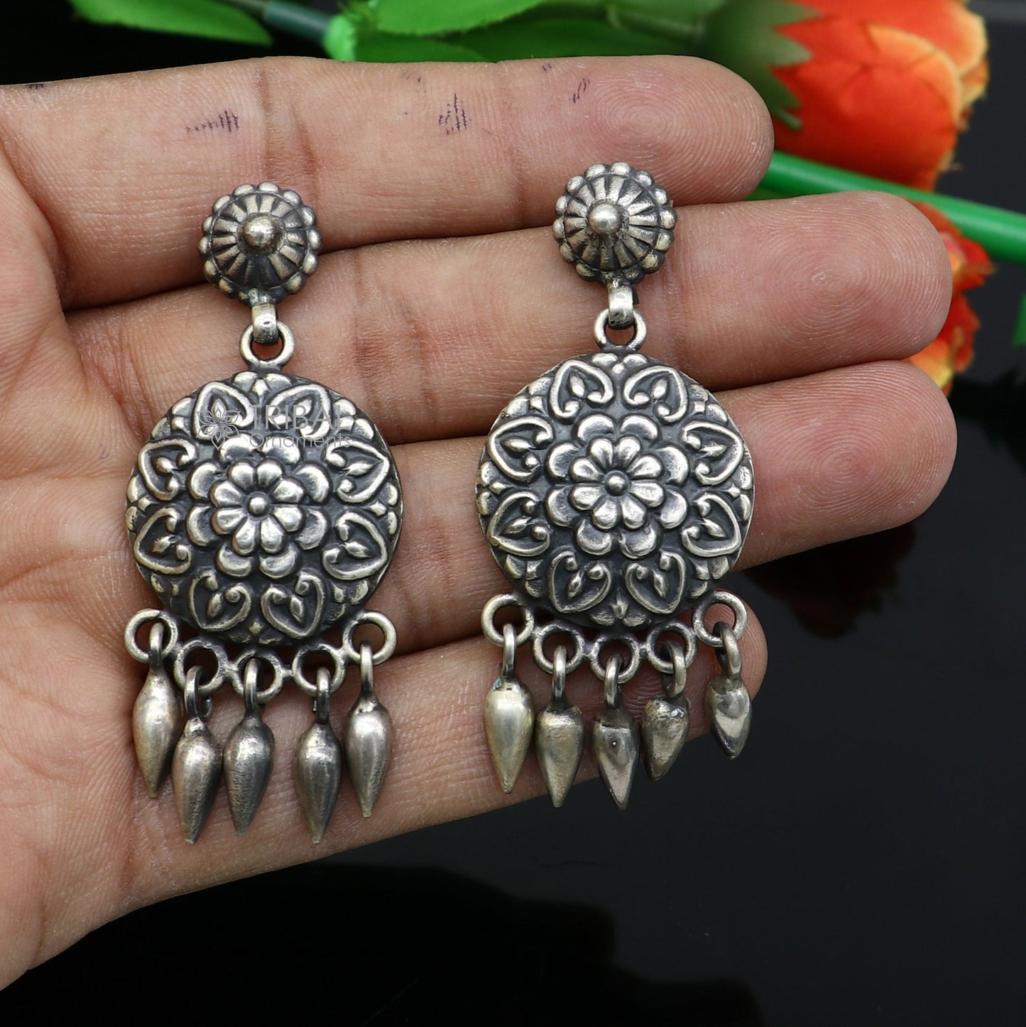 925 sterling silver ethnic tribal drop dangling earrings s1319