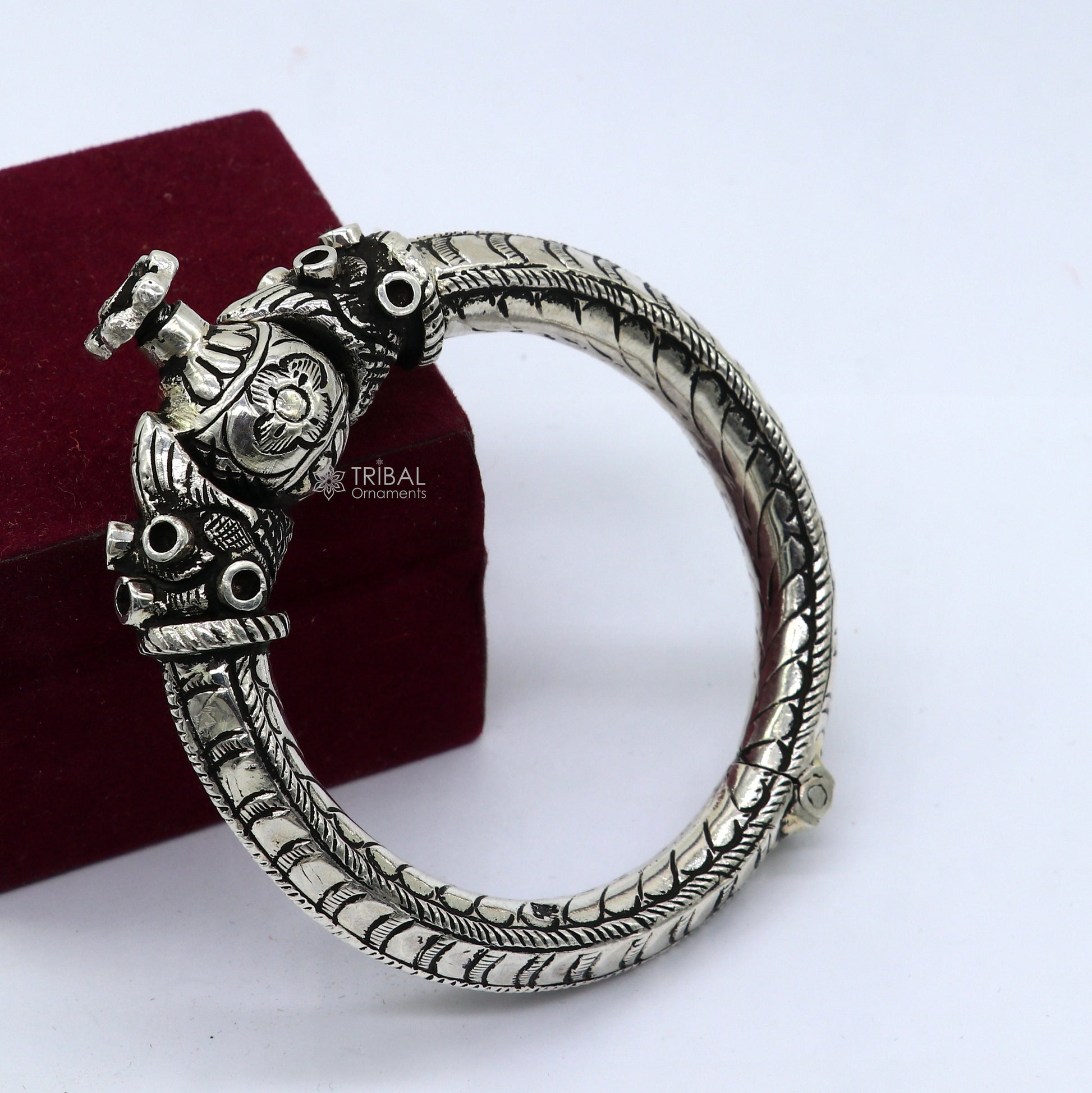 925 sterling silver fabulous crocodile face stylish attractive kada bangle bracelet pretty work attractive tribal belly dance jewelry nsk837 - TRIBAL ORNAMENTS