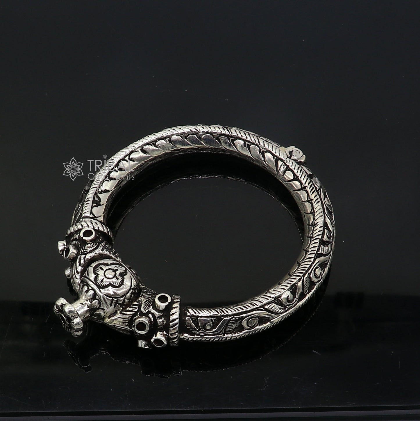 925 sterling silver fabulous crocodile face stylish attractive kada bangle bracelet pretty work attractive tribal belly dance jewelry nsk838 - TRIBAL ORNAMENTS