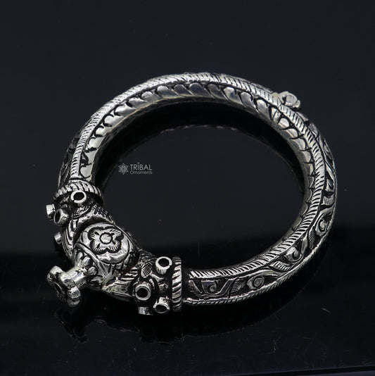 925 sterling silver fabulous crocodile face stylish attractive kada bangle bracelet pretty work attractive tribal belly dance jewelry nsk838 - TRIBAL ORNAMENTS