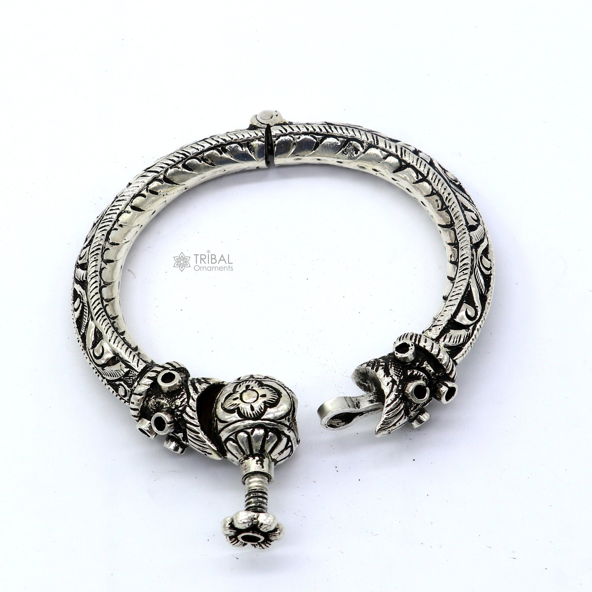 925 sterling silver fabulous crocodile face stylish attractive kada bangle bracelet pretty work attractive tribal belly dance jewelry nsk838 - TRIBAL ORNAMENTS