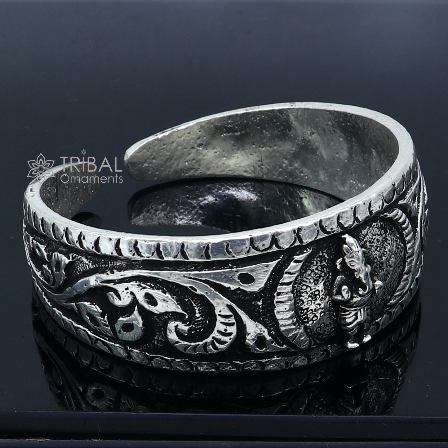 925 sterling silver handmade vintage lord ganesha design bangle bracelet kada tribal jewelry cuff240