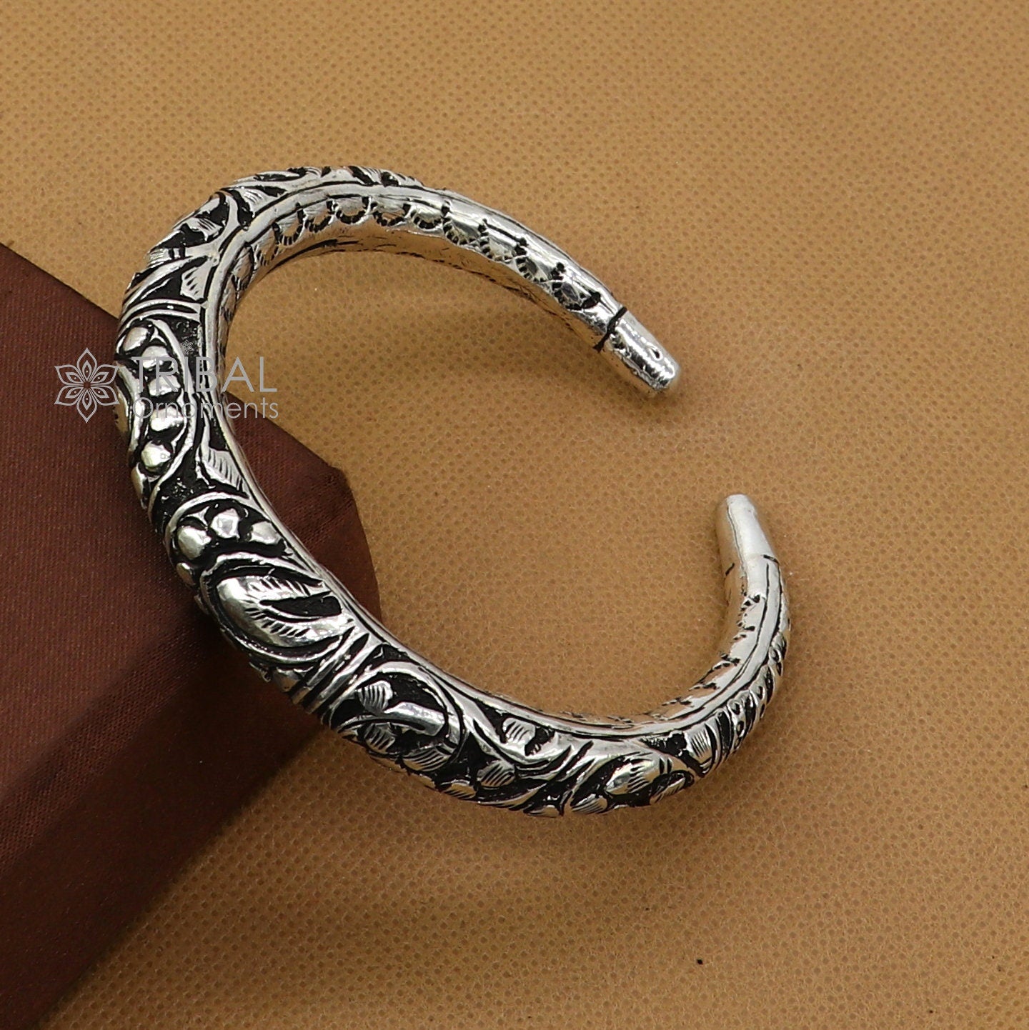 925 Sterling silver handmade fabulous chitai work customized bangle bracelet kada unisex tribal ethnic cultural jewelry nsk840