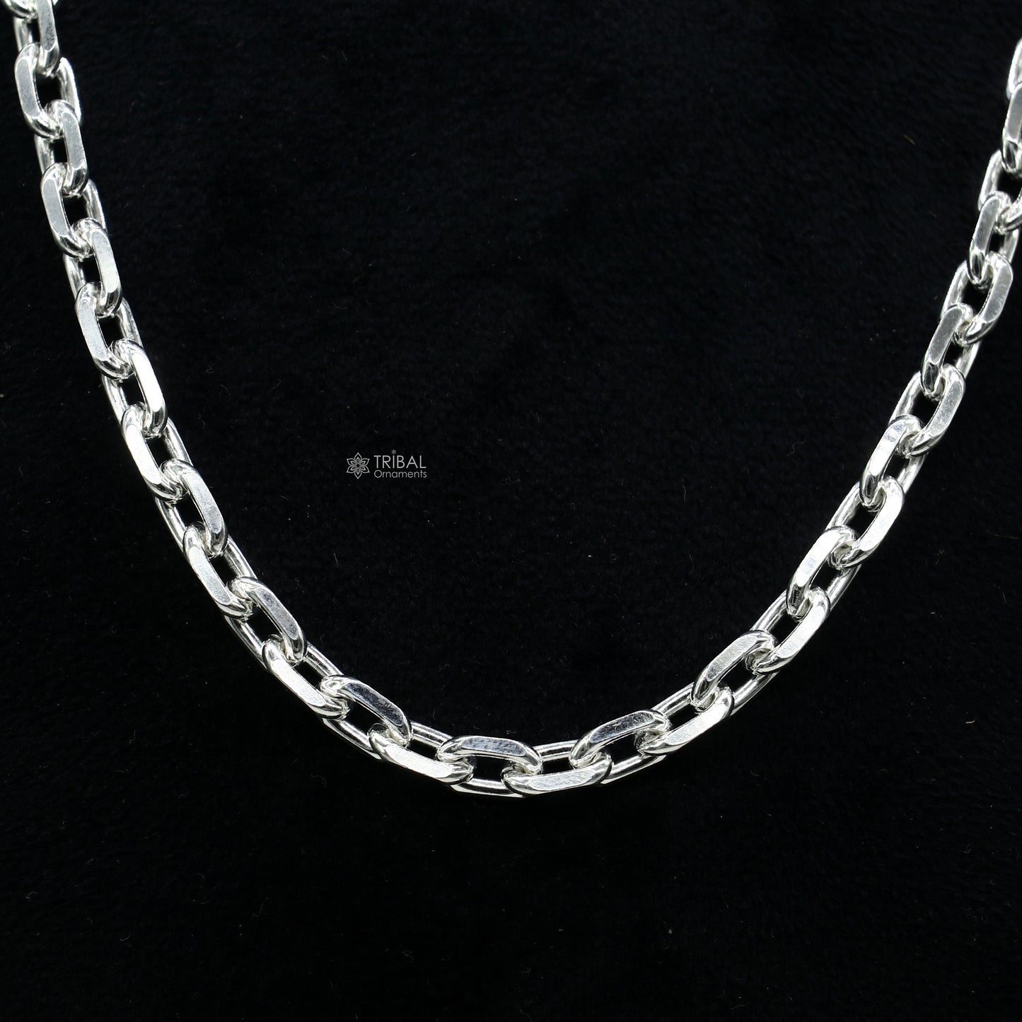 20" heavy 925 Sterling silver handmade fabulous square link rolo chain unisex necklace jewelry from india ch596