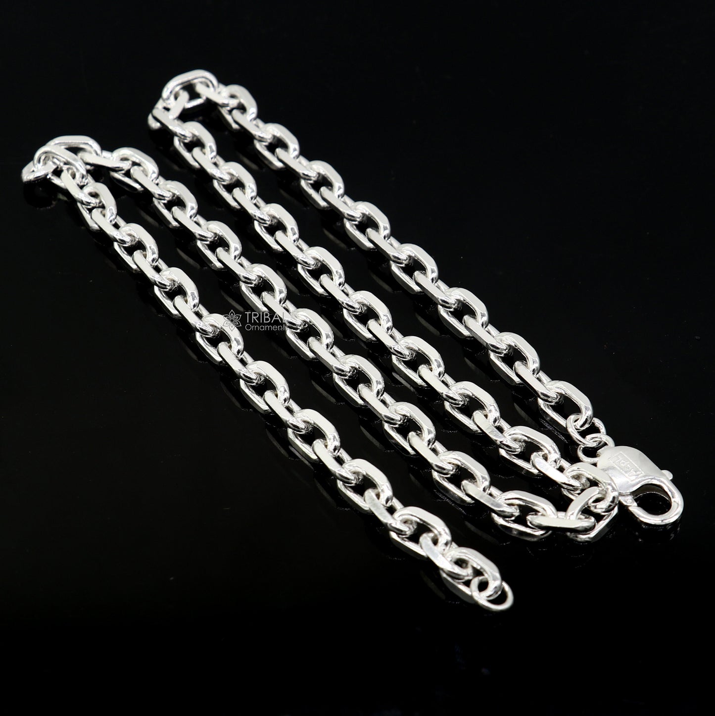 20" heavy 925 Sterling silver handmade fabulous square link rolo chain unisex necklace jewelry from india ch596