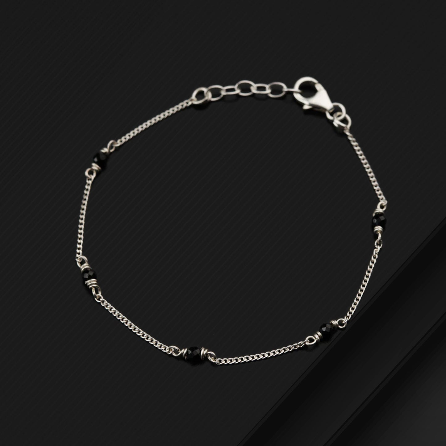 925 sterling silver and black beaded chain bracelet Combo use bracelet or anklets, Mangalsutra bracelet mbr012