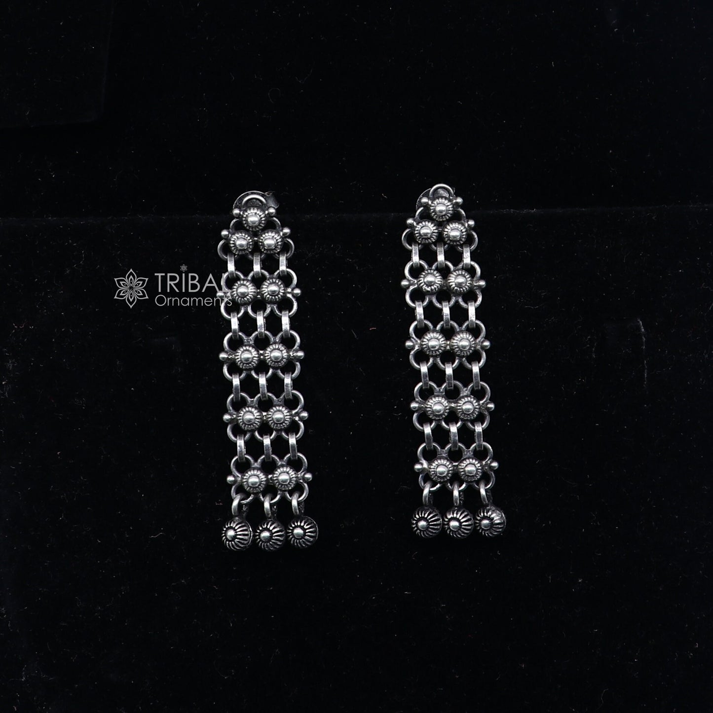 925 sterling silver handmade fabulous Drop dangling hoops earring, stylish customized long earring personalized brides wedding gift s1327 - TRIBAL ORNAMENTS