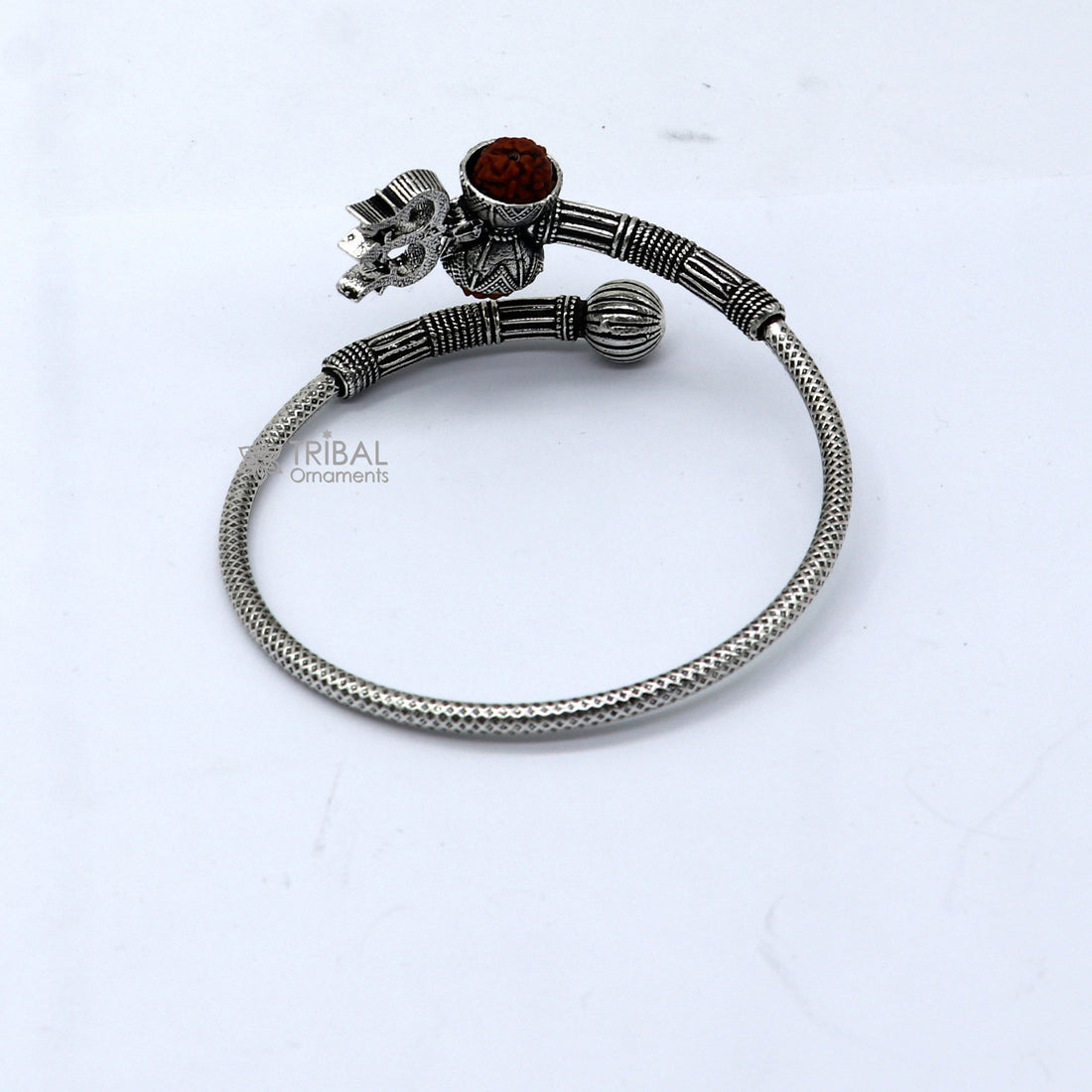 925 sterling silver handmade Lord Shiva Trishul bangle bracelet Rudraksha kada, excellent Bahubali trident kada bracelet gift nsk841 - TRIBAL ORNAMENTS