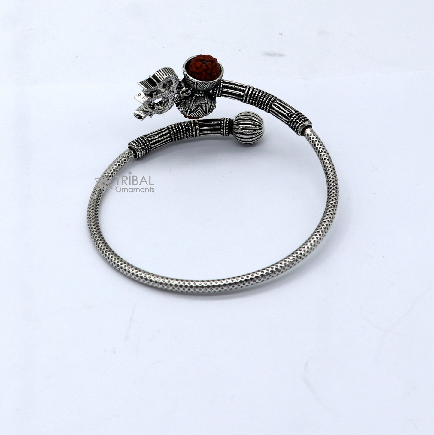 925 sterling silver handmade Lord Shiva Trishul bangle bracelet Rudraksha kada, excellent Bahubali trident kada bracelet gift nsk841 - TRIBAL ORNAMENTS