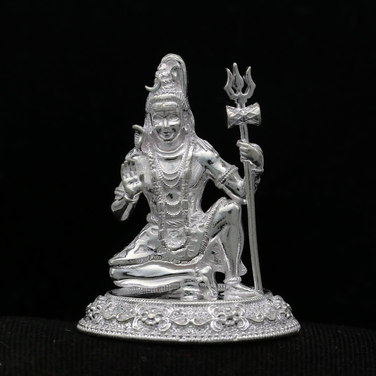 925 Sterling silver handmade hindu idols Lord Shiva with trident stunning statue figurine, puja articles  silver article art777