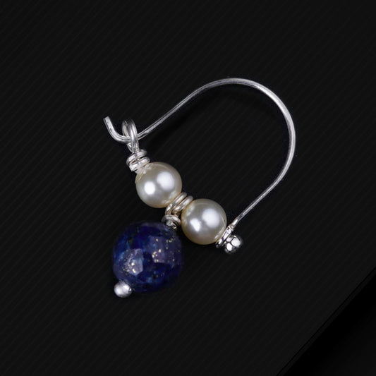925 sterling silver handmade hoops earring, gorgeous hanging pearls drops hoops earring jewelry s921 - TRIBAL ORNAMENTS
