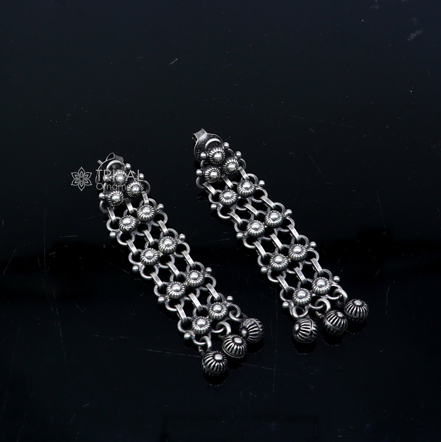 925 sterling silver handmade fabulous Drop dangling hoops earring, stylish customized long earring personalized brides wedding gift s1327 - TRIBAL ORNAMENTS