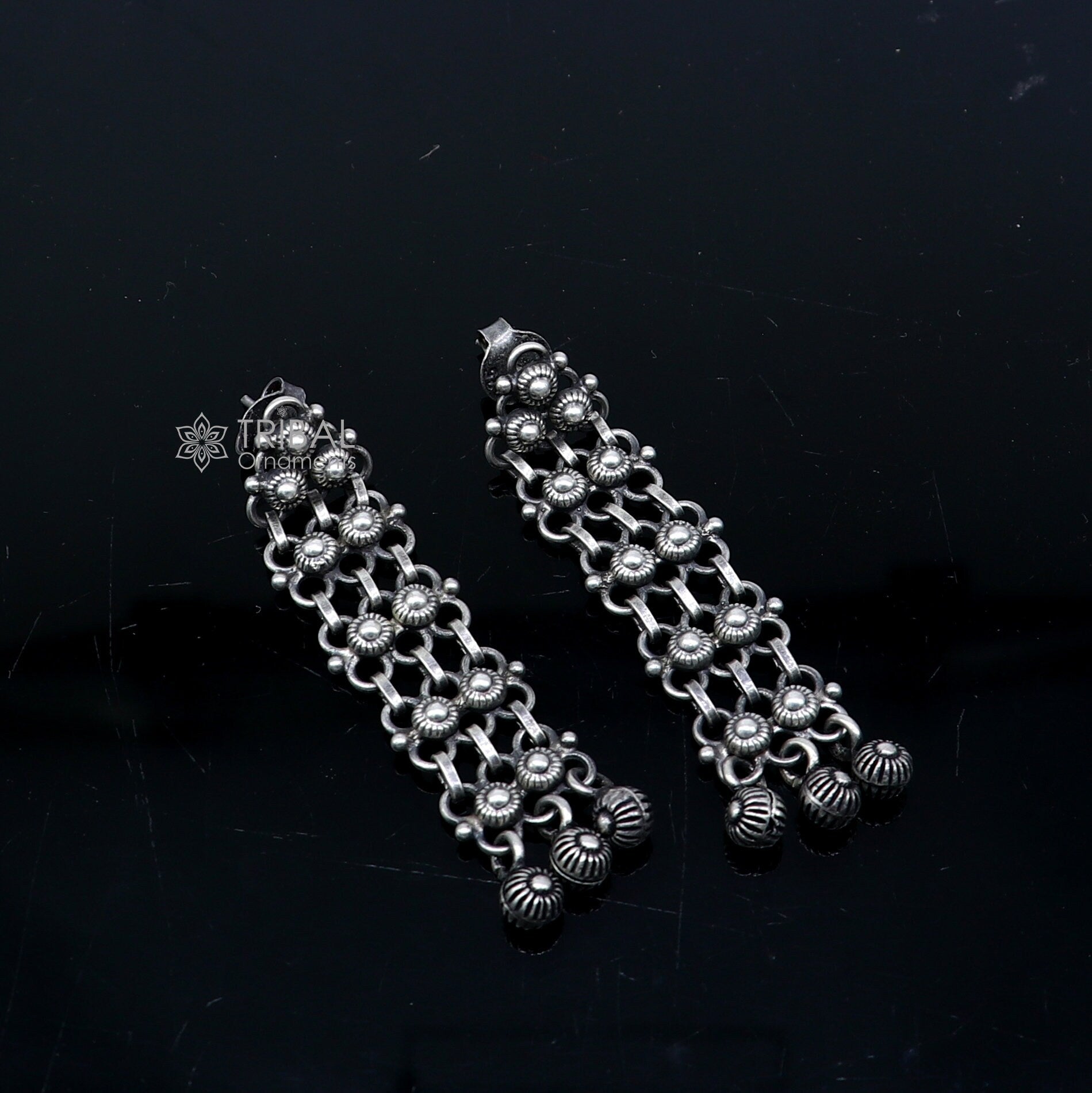 925 sterling silver handmade fabulous Drop dangling hoops earring, stylish customized long earring personalized brides wedding gift s1327 - TRIBAL ORNAMENTS