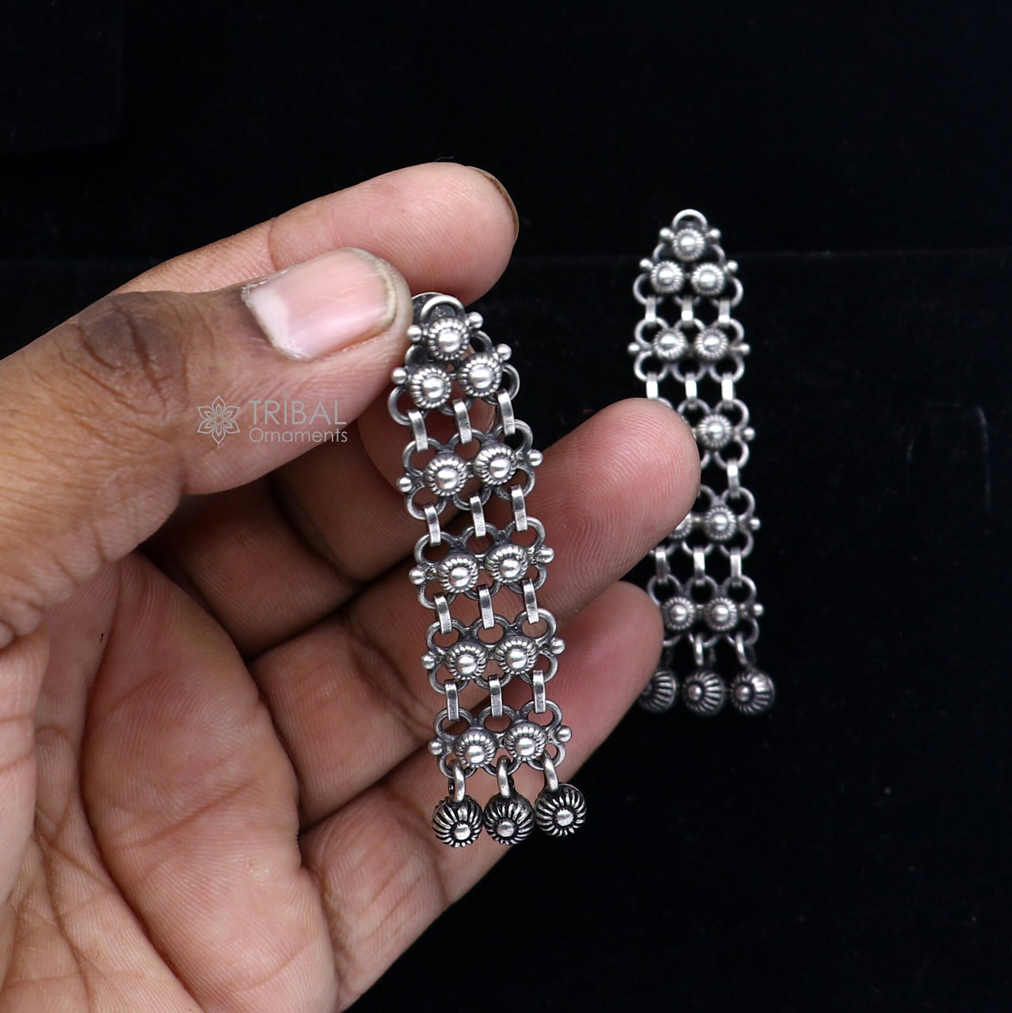 925 sterling silver handmade fabulous Drop dangling hoops earring, stylish customized long earring personalized brides wedding gift s1327 - TRIBAL ORNAMENTS