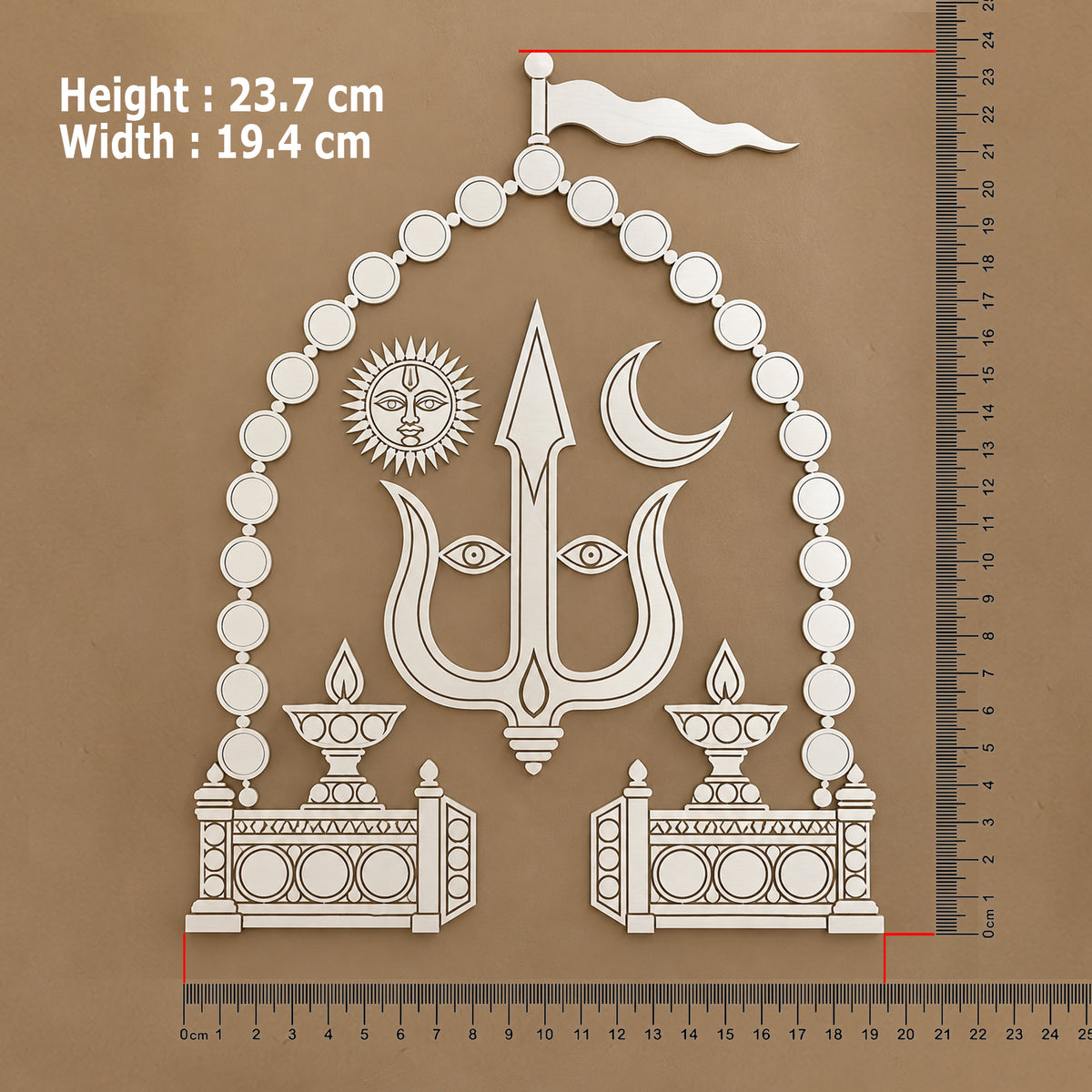 925 Sterling Silver Kuldevi Diyadi Mata wall art, Hindu temple decor for pooja room, traditional goddess symbol, tribal ornaments.