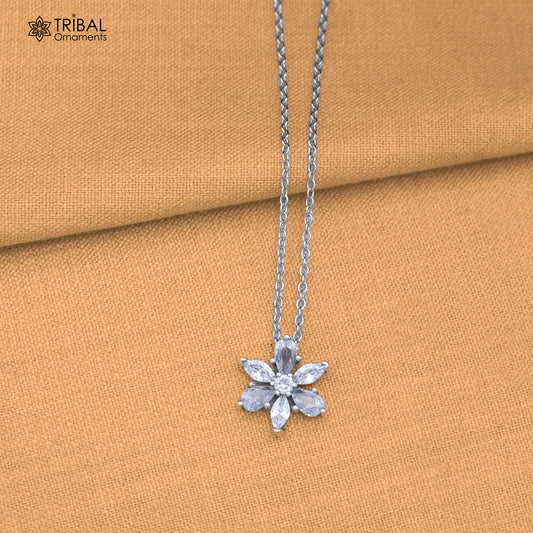 925 sterling silver floral style zircon stone pendant for women's  ms163