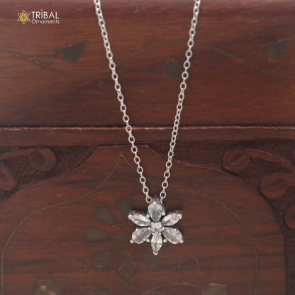 925 sterling silver floral style zircon stone pendant for women's  ms163
