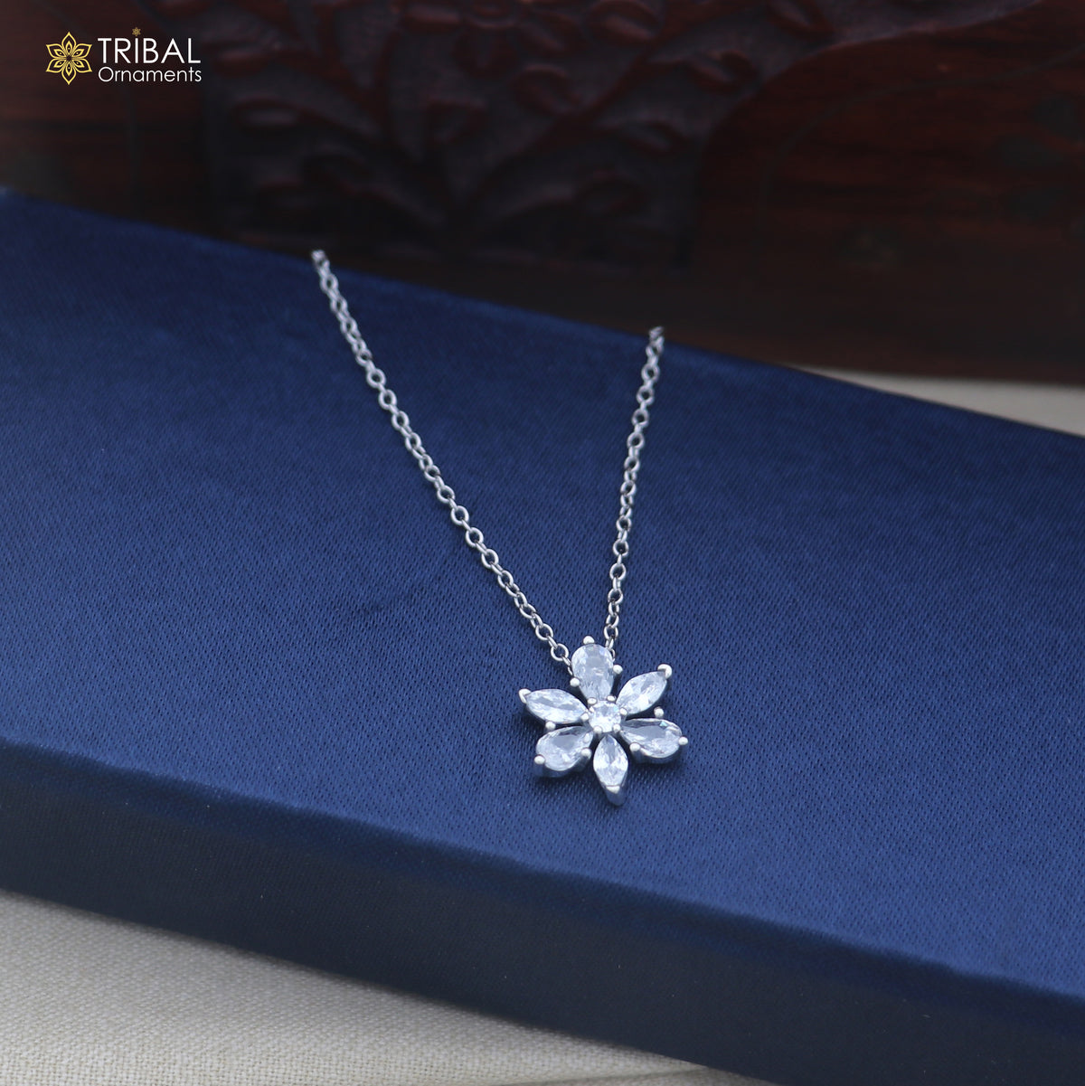 925 sterling silver floral style zircon stone pendant for women's  ms163
