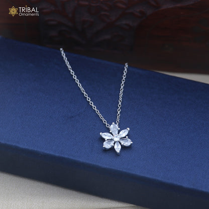 925 sterling silver floral style zircon stone pendant for women's  ms163
